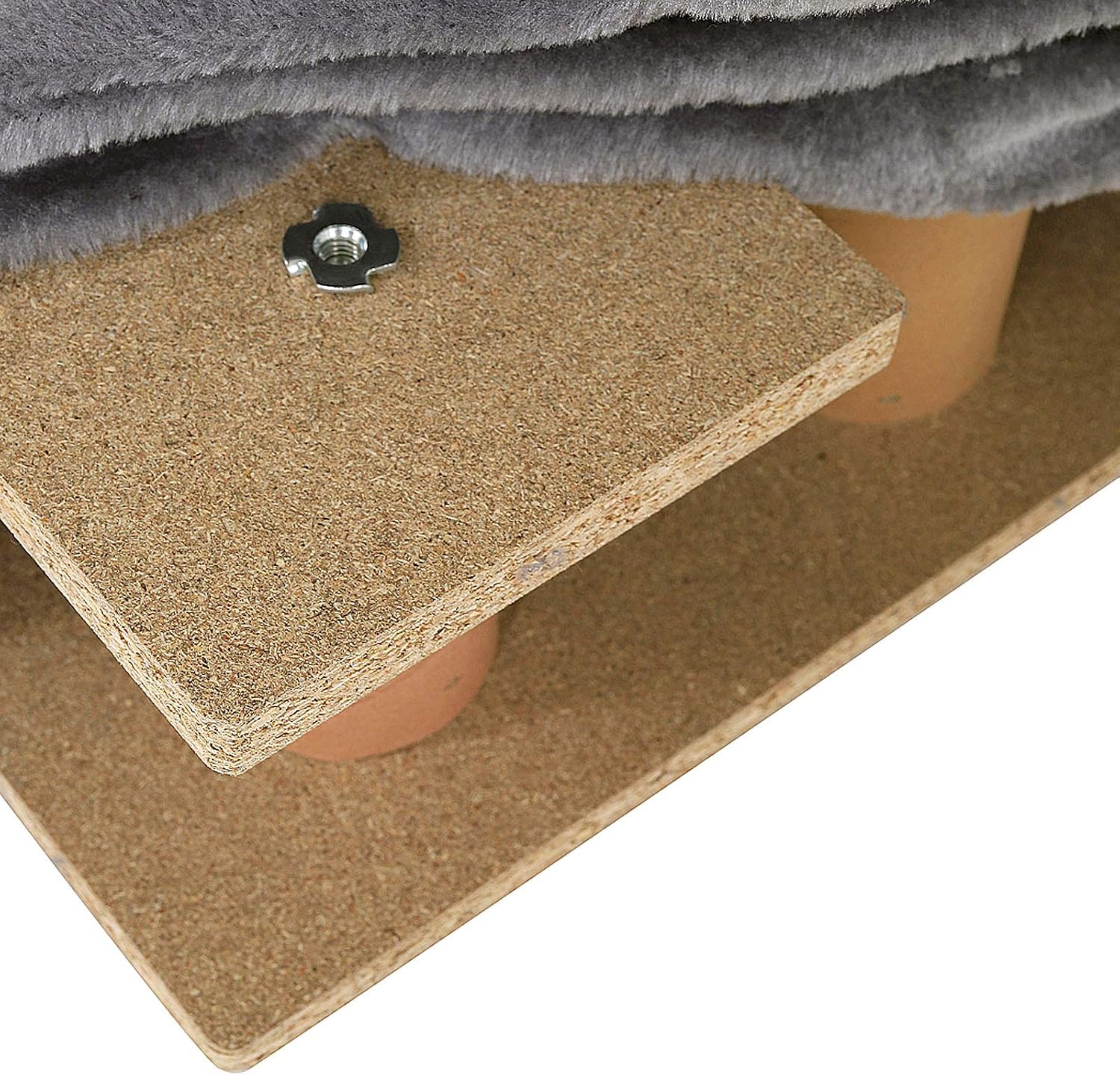 Detalle de lionto Escalier pour Animaux avec Housse en Peluche – 46x36x34 cm, cap. 50 kg, gris clair