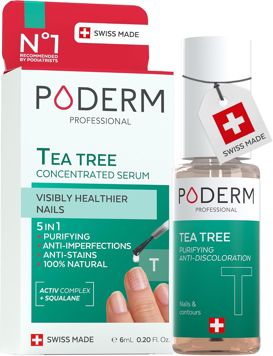 Detalle de PODERM 5 in 1 Nail Booster-serum met tea tree, 6 ml