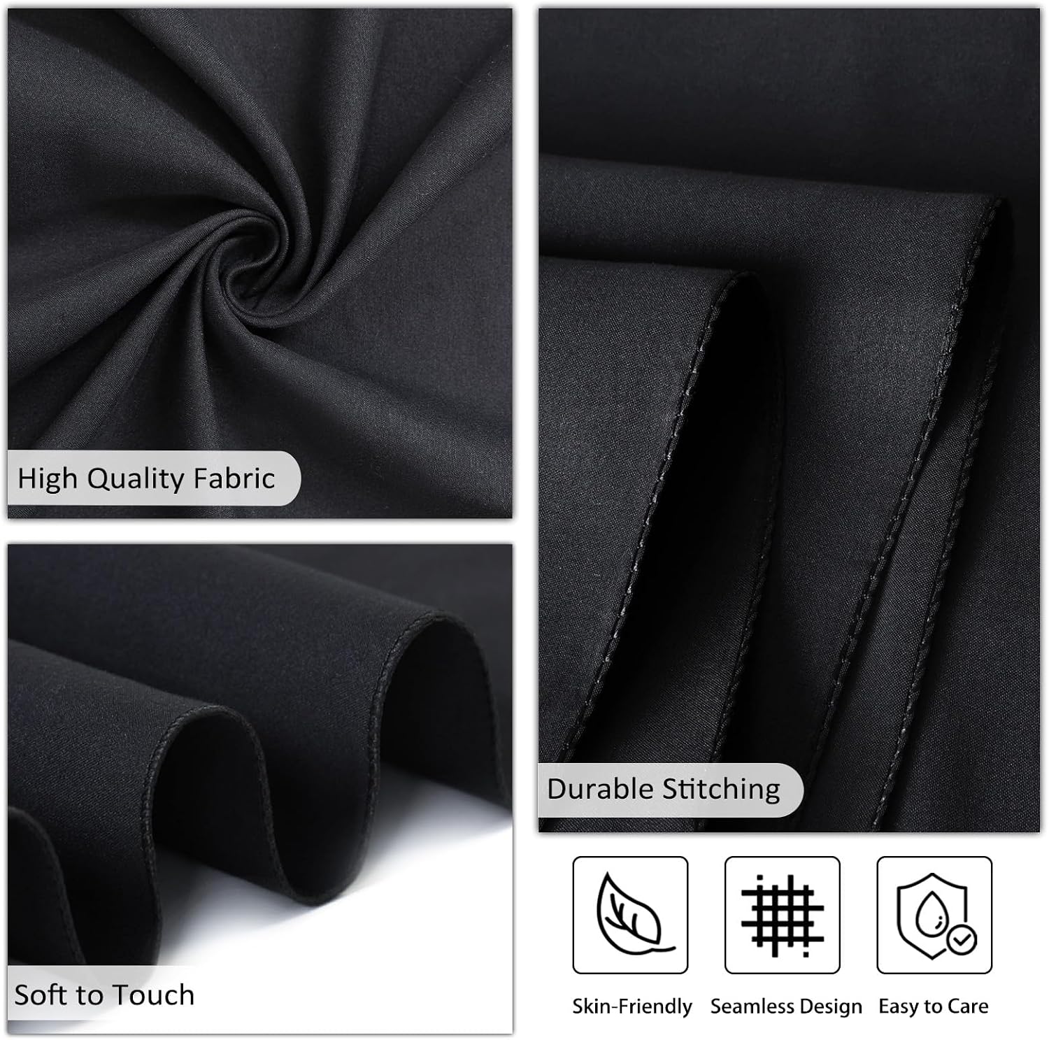 Detalle de Heneger 8 Pack Black Tablecloths — 90 x 132 Inch Rectangular, Wrinkle-Resistant Polyester
