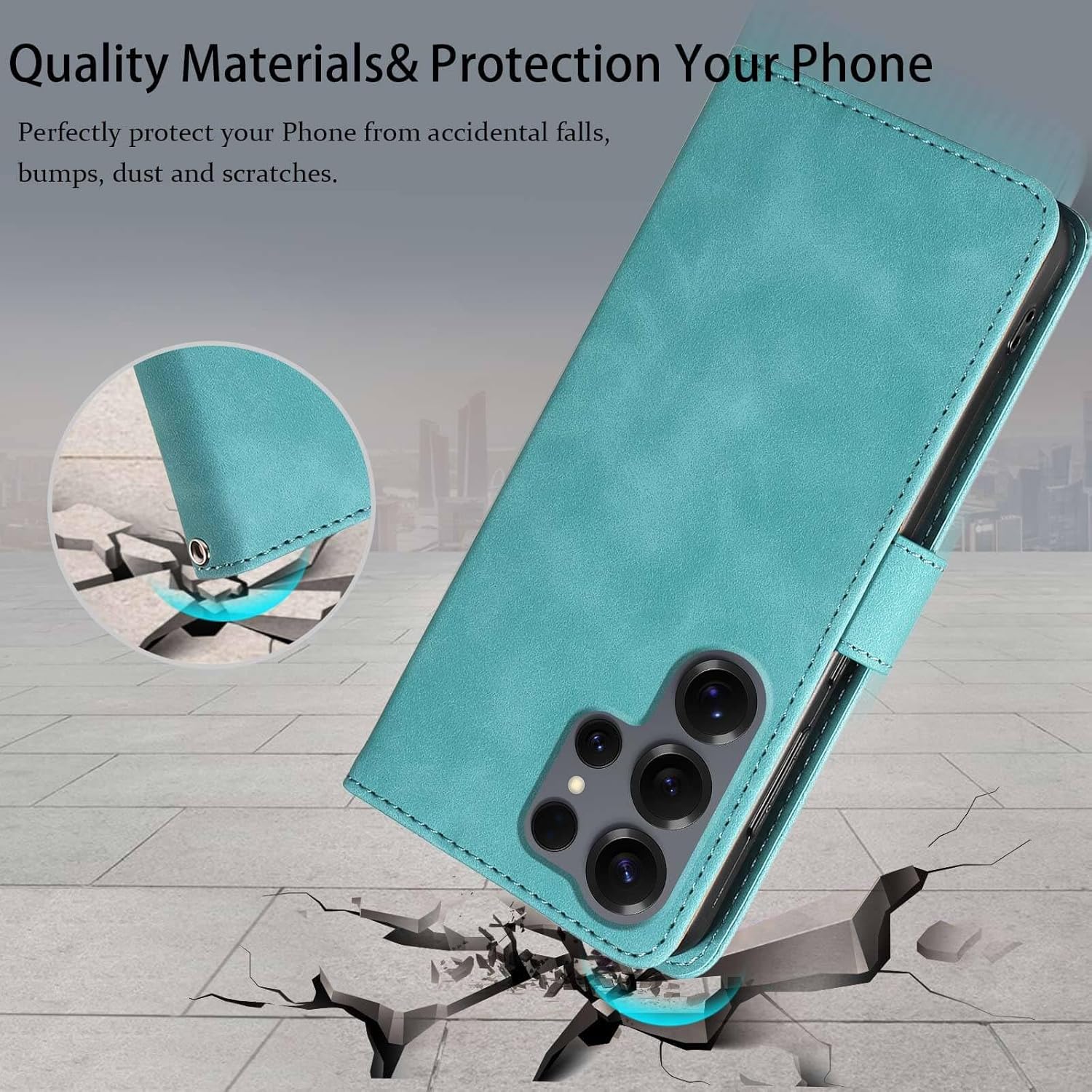 Detalle de GOTOURED S25 Ultra Case Wallet for Samsung Galaxy S25 Ultra 5G (Green)
