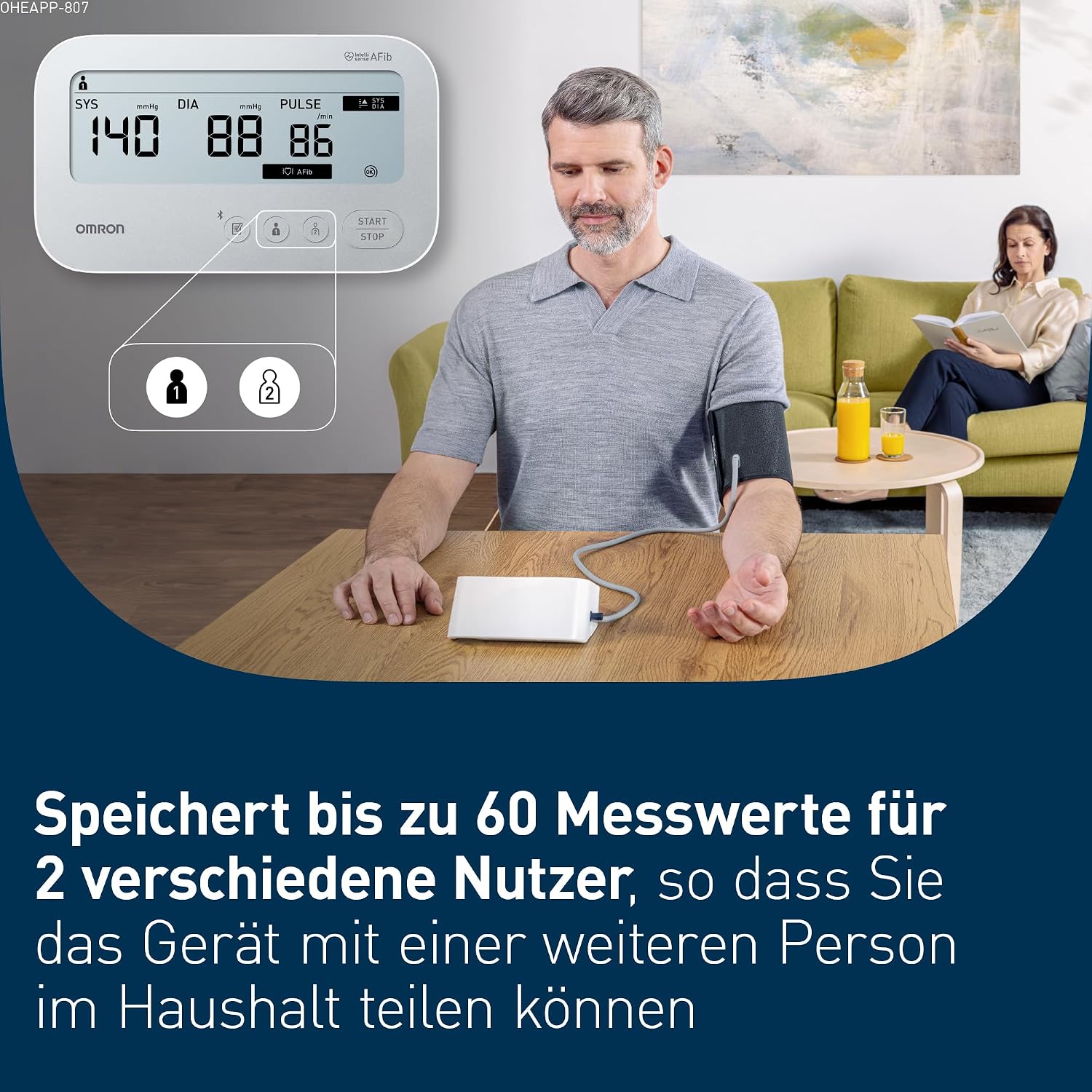 Thumbnail 3 de OMRON X4 Connect AFib Oberarm-Blutdruckmessgerät 22-42 cm