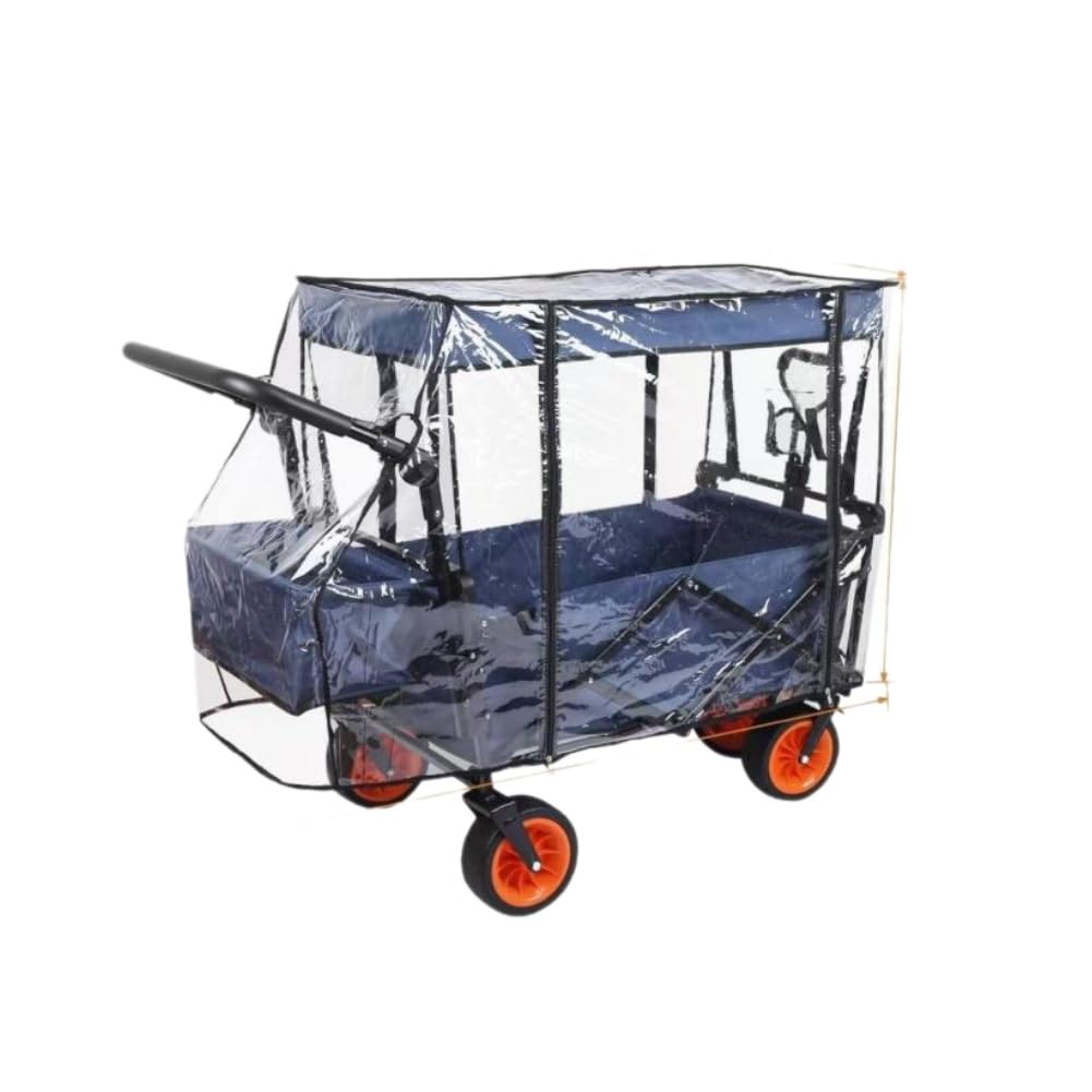 Detalle de Bollerwagen Regenschutz Universal 115x75x51 cm – Transparente Abdeckung mit Reißverschluss