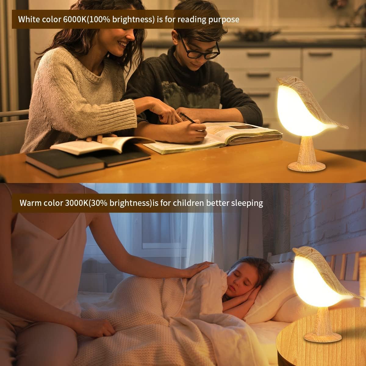 Thumbnail 2 de Cordless Small Lamp with Remote, Timed Bedside Bird Lamp – Rechargeable USB Night Light