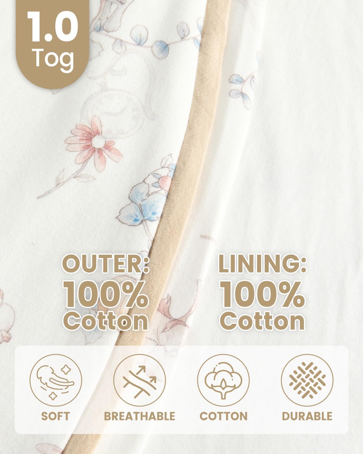 Thumbnail 2 de WYTbaby 2 Pack Baby Sleeping Bag – 0.5/1/1.5 Tog, 100% Cotton Wearable Blanket for Infants 0–24 Months