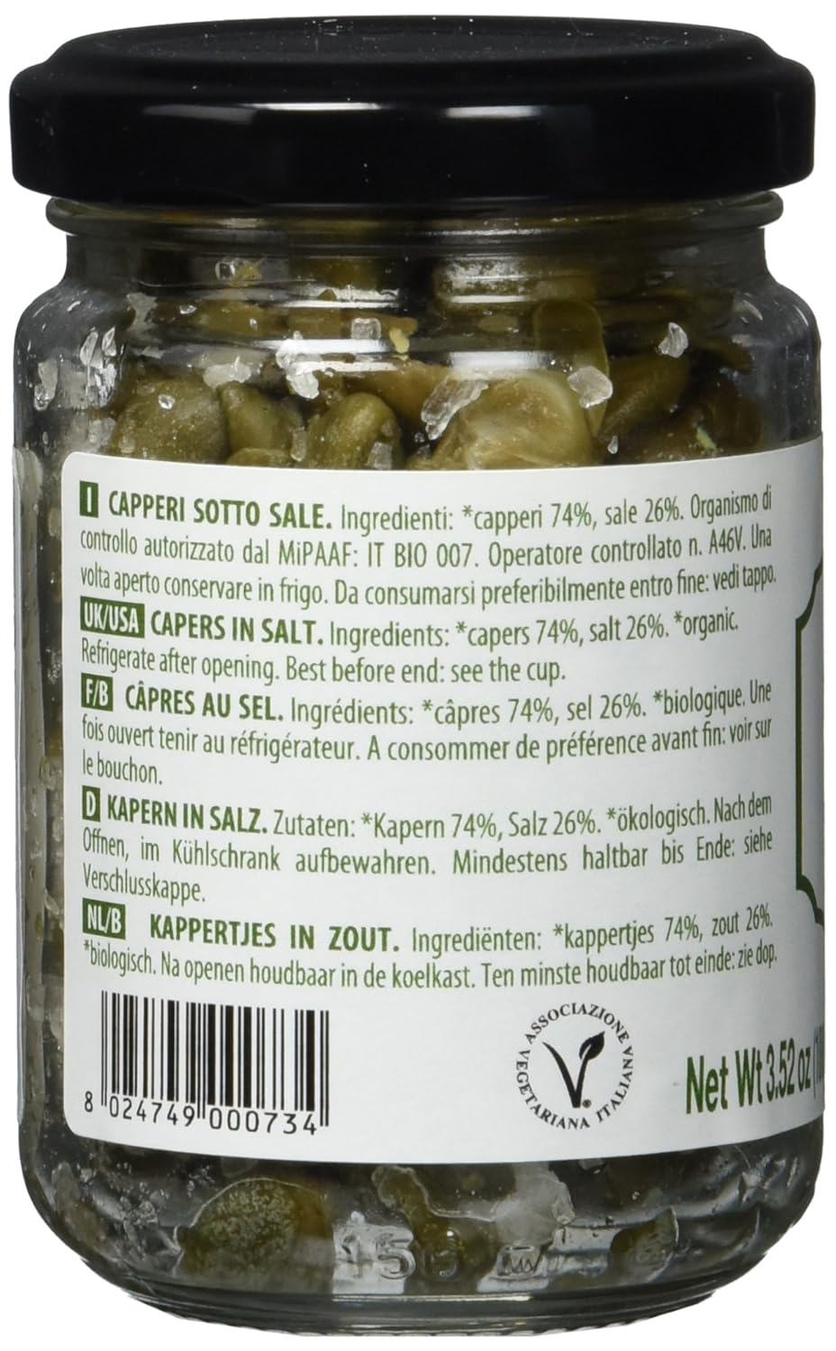 Detalle 2 de IL NUTRIMENTO Kapern in Meersalz – Handgeerntet, Bio & vegan – 6 x 100 g
