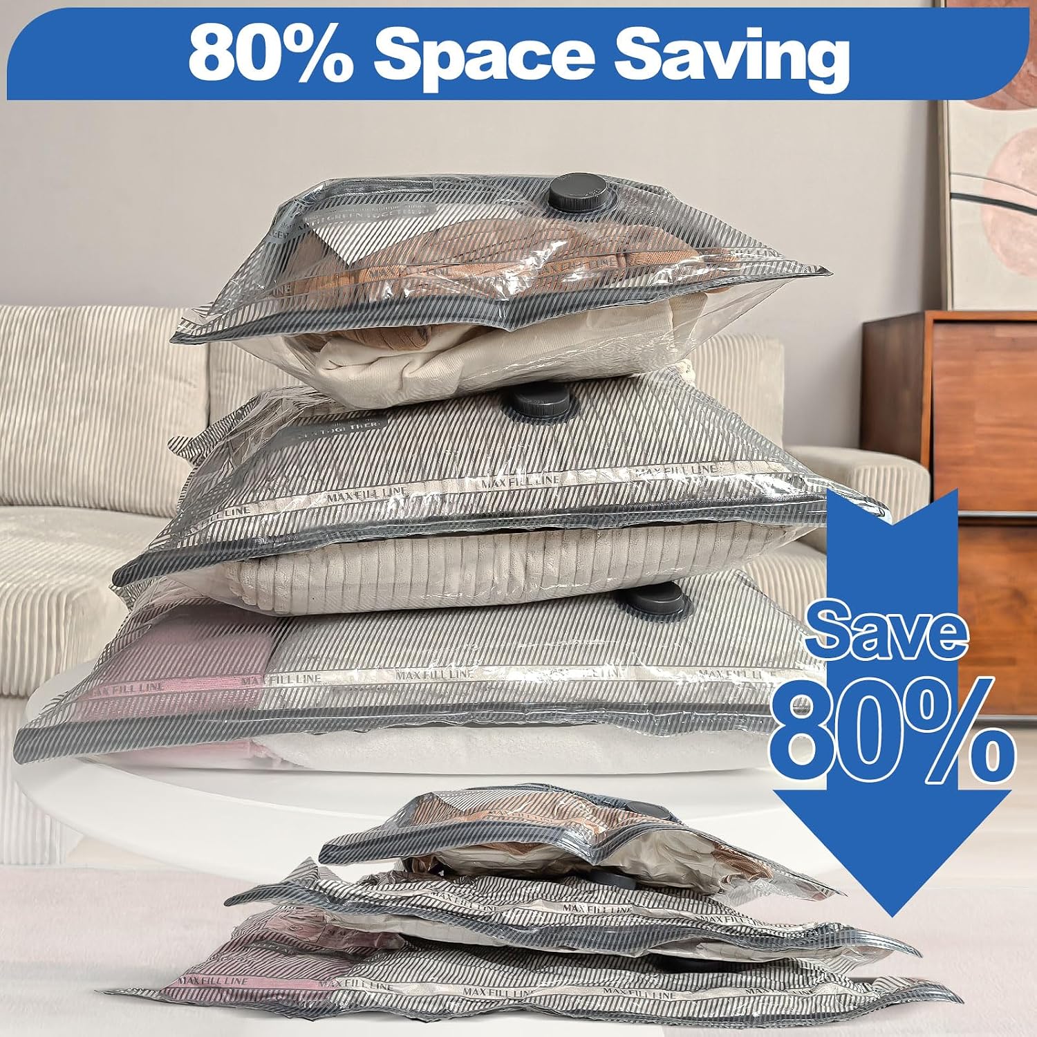 Thumbnail 3 de Vacbird Vacuum Storage Bags with Electric Pumps (9 pack) for travel and clothes