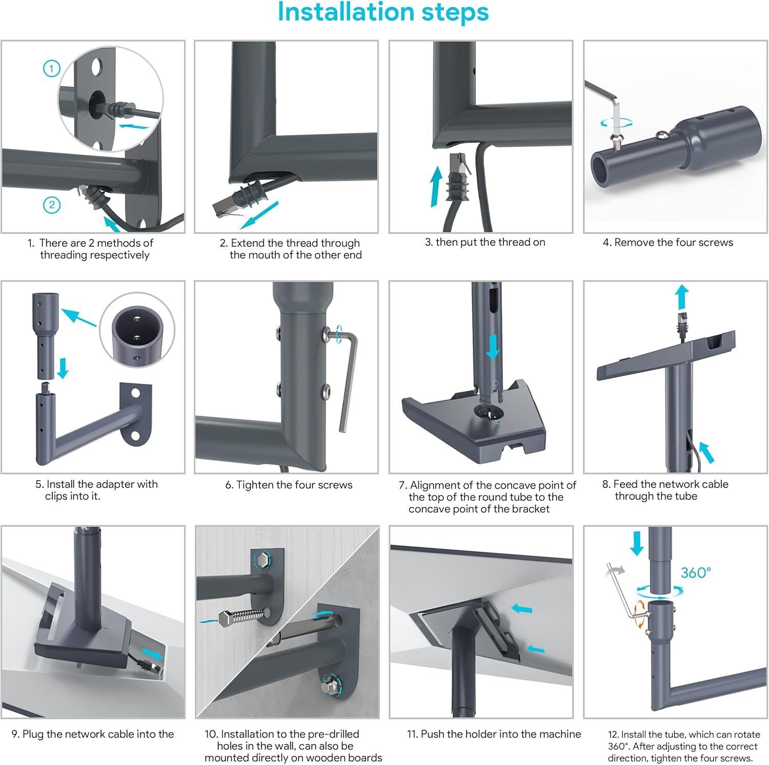 Thumbnail 4 de XLTTYWL Starlink Gen 3 Halterung – 360° verstellbare Wandhalterung mit Mast-Montagekit und Rohradapter