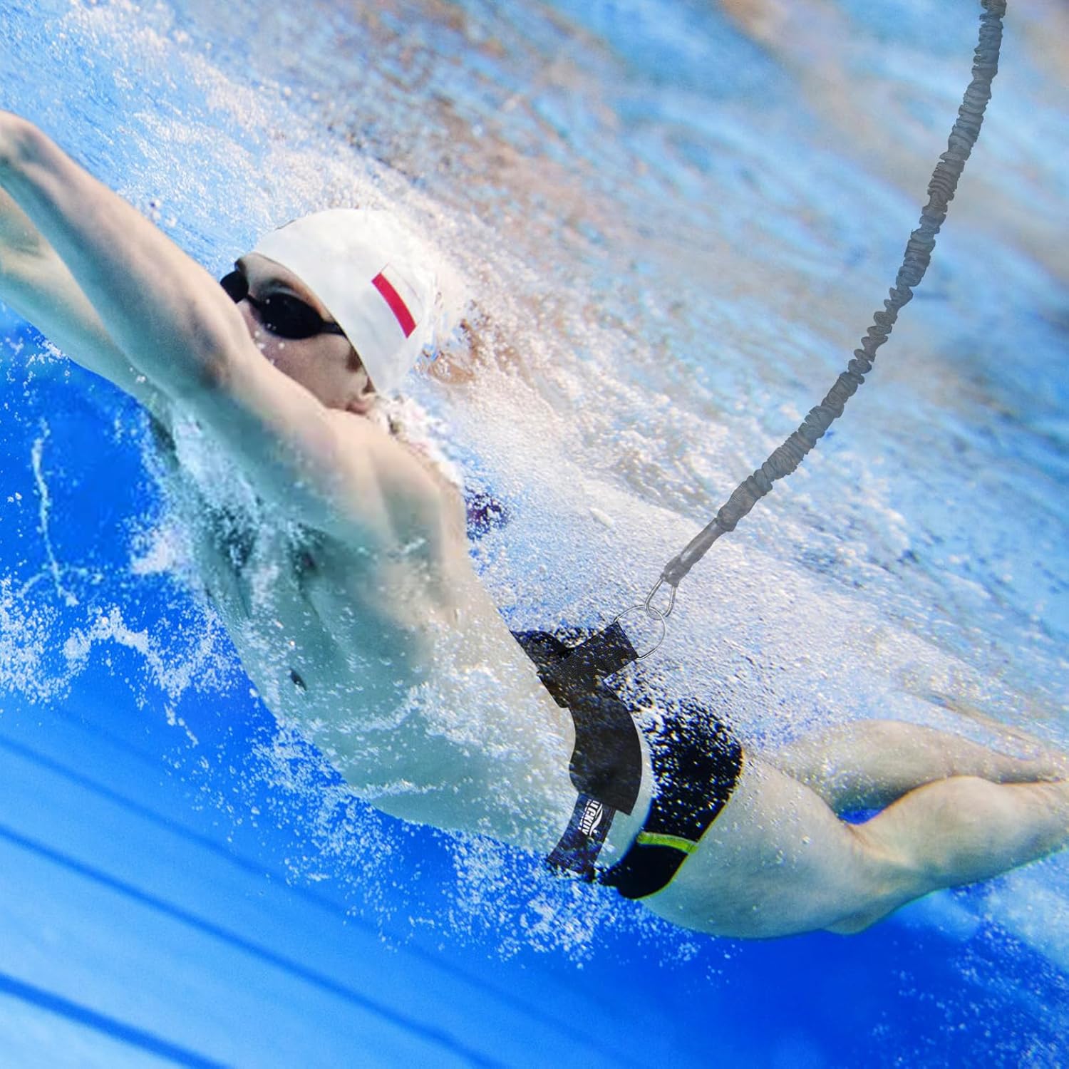 Detalle 2 de Schwimmgurt für Pool – Einstellbarer Schwimmwiderstandgürtel (2,5–7,5 m) für Erwachsene und Kinder ab 7 Jahren