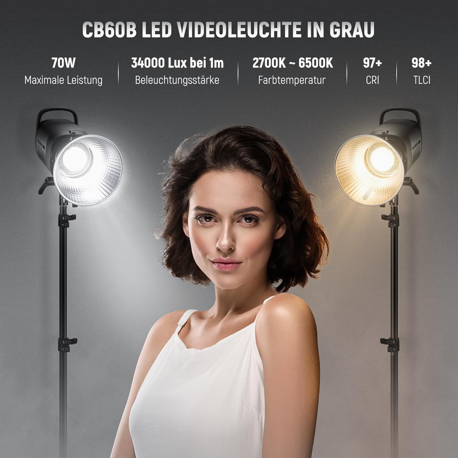 Thumbnail 1 de NEEWER CB60B 70W LED Videoleuchte: 2,4G Funk- & App-Steuerung, 2700–6500K, CRI 97+