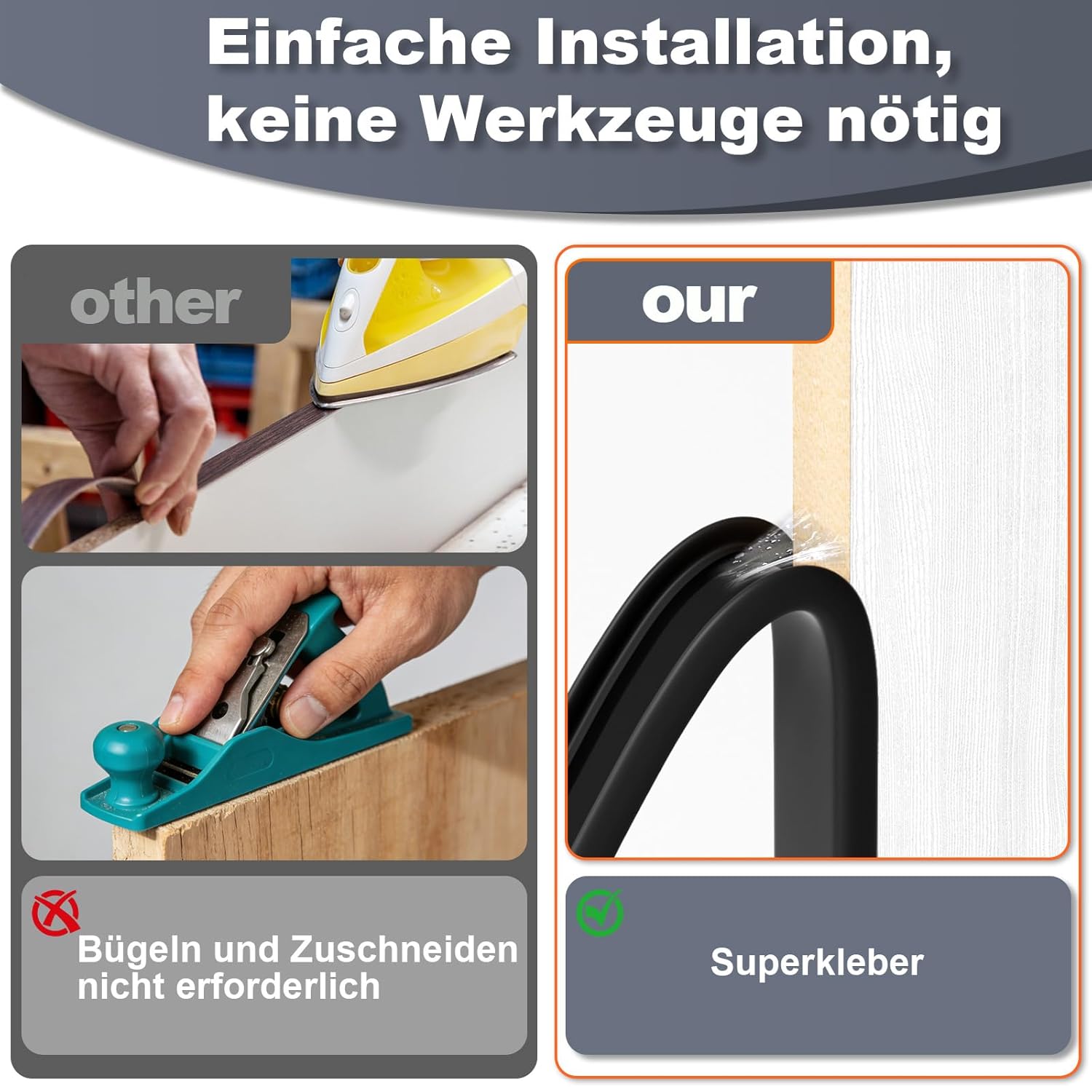 Thumbnail 1 de Kantenumleimer selbstklebend von pundin, U-förmig TPE-Kantenschutz in Schwarz 12 mm x 3 m – für Schrankreparatur, Möbelrestaurierung und Renovierung