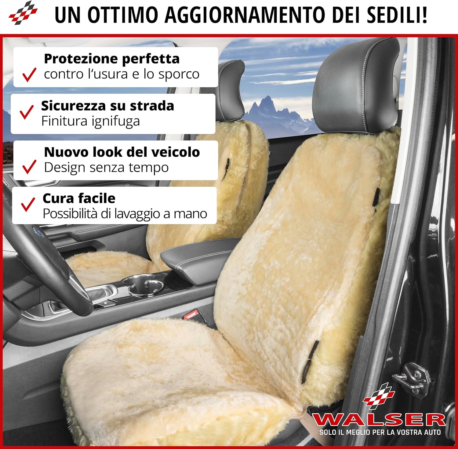 Thumbnail 3 de Walser Coprisedile auto in pelle di agnello Monette (antracite) per sedili anteriori