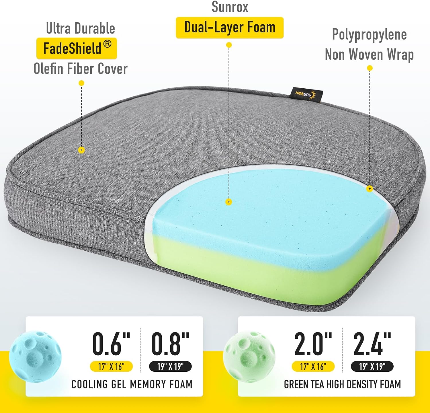 Detalle 2 de SUNROX Gel Memory Foam Cushion 19x19