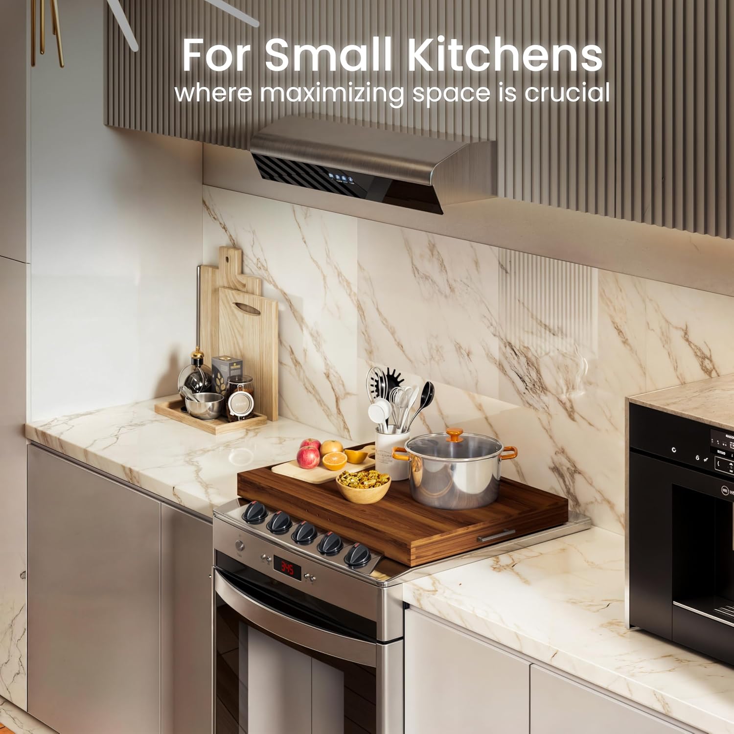 Thumbnail 4 de Tidita Acacia Wood Stove Top Cover, 30" x 22" with Metal Handles