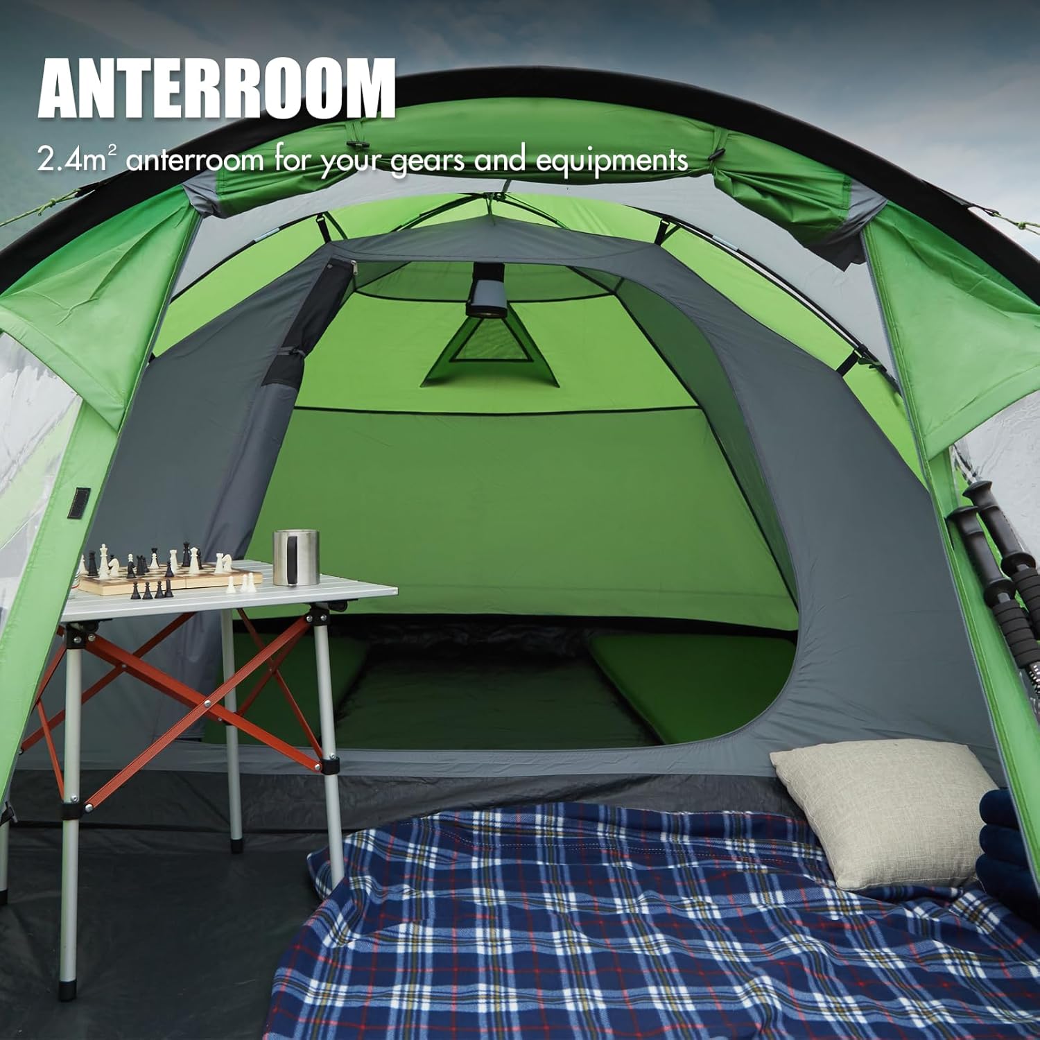 Thumbnail 3 de Portal 3-4 Man Tent with Porch: 4000mm Waterproof Family Dome for Outdoor Camping