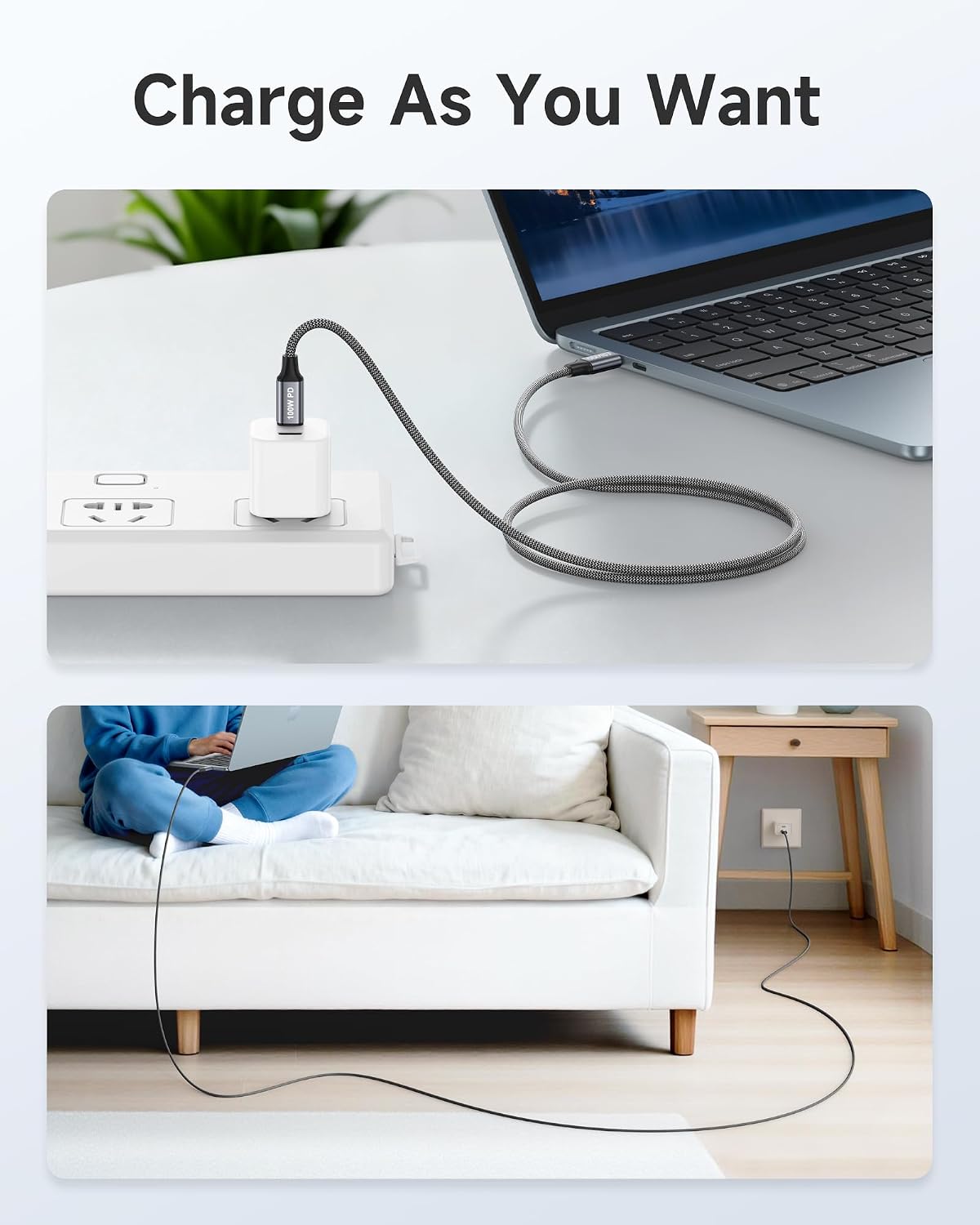Thumbnail 5 de RAVIAD USB C Kabel 2er-Pack, 1 m, 100 W PD 3.0 – USB-C auf USB-C