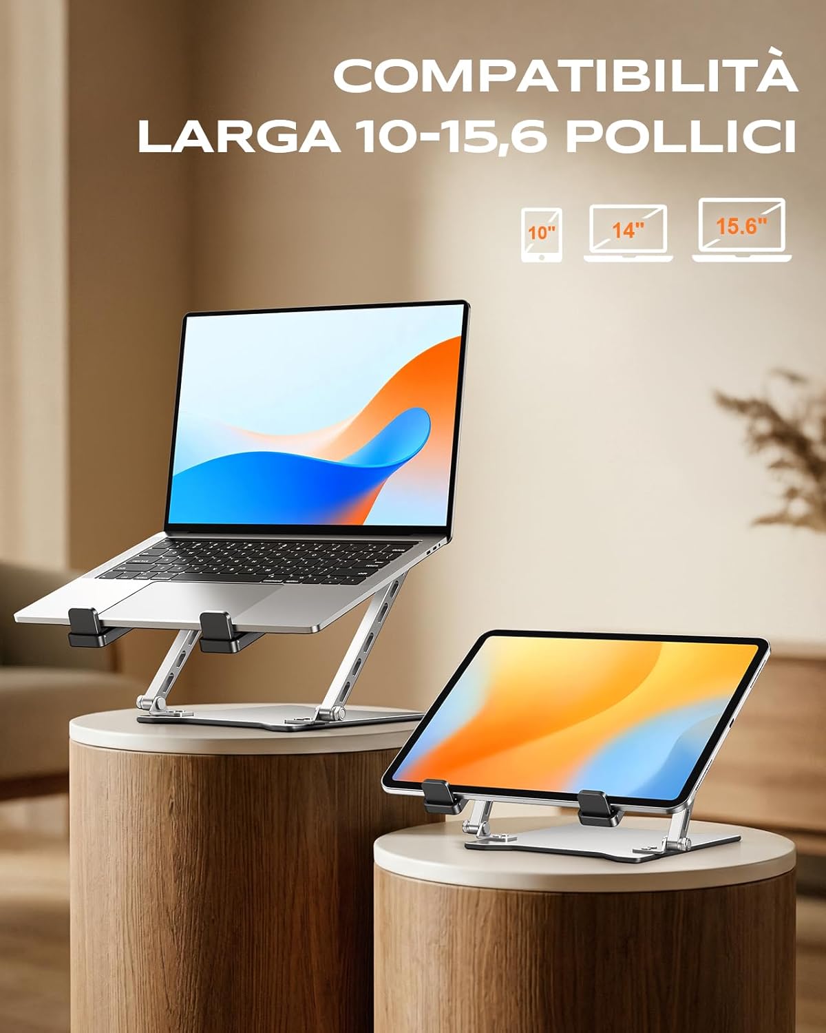 Detalle 2 de Babacom Ultra-Sottile Supporto PC Portatile regolabile in altezza (10–15,6") con doppia barra