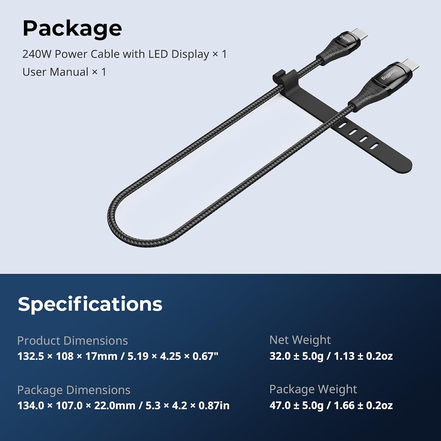 Thumbnail 6 de SMALLRIG 16-5113 kabel USB-C 240 W PD 3.1 z wyświetlaczem LED