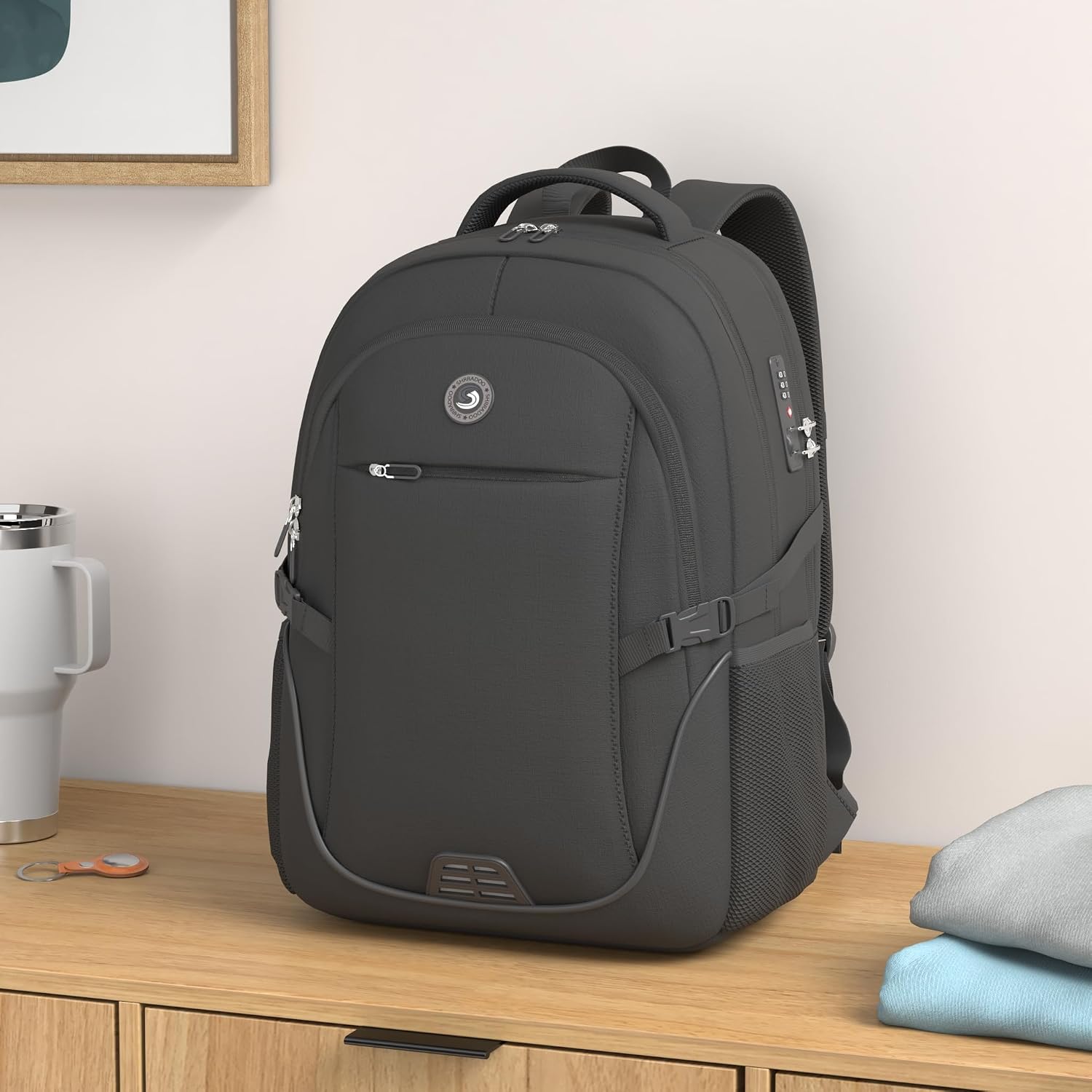 Detalle 2 de SHRRADOO Travel Laptop Backpack for Men and Women: 16.3 Inch Laptop Compatible with Extensive Storage