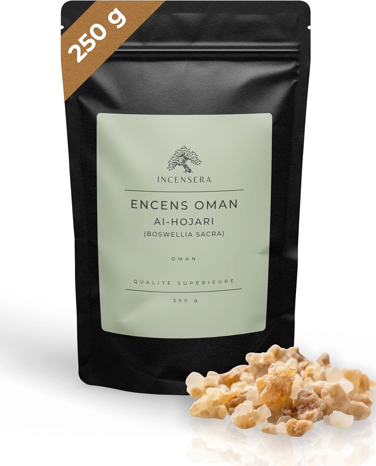 Incensera Encens Oman 1er Choix à Fumer 250 g – Résine Boswellia sacra pure, encens d’église et purification du foyer