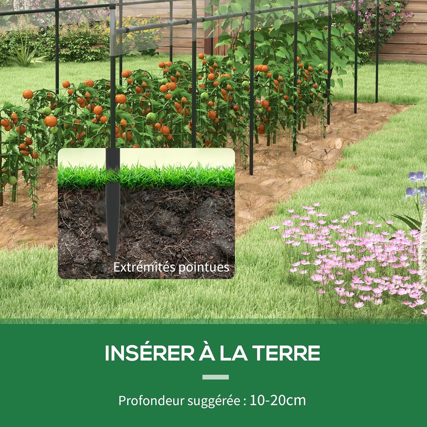 Thumbnail 4 de Outsunny Serre de Jardin – Serre à tomates 600 x 123 x 171 cm, cadre acier et bâche renforcée, transparente