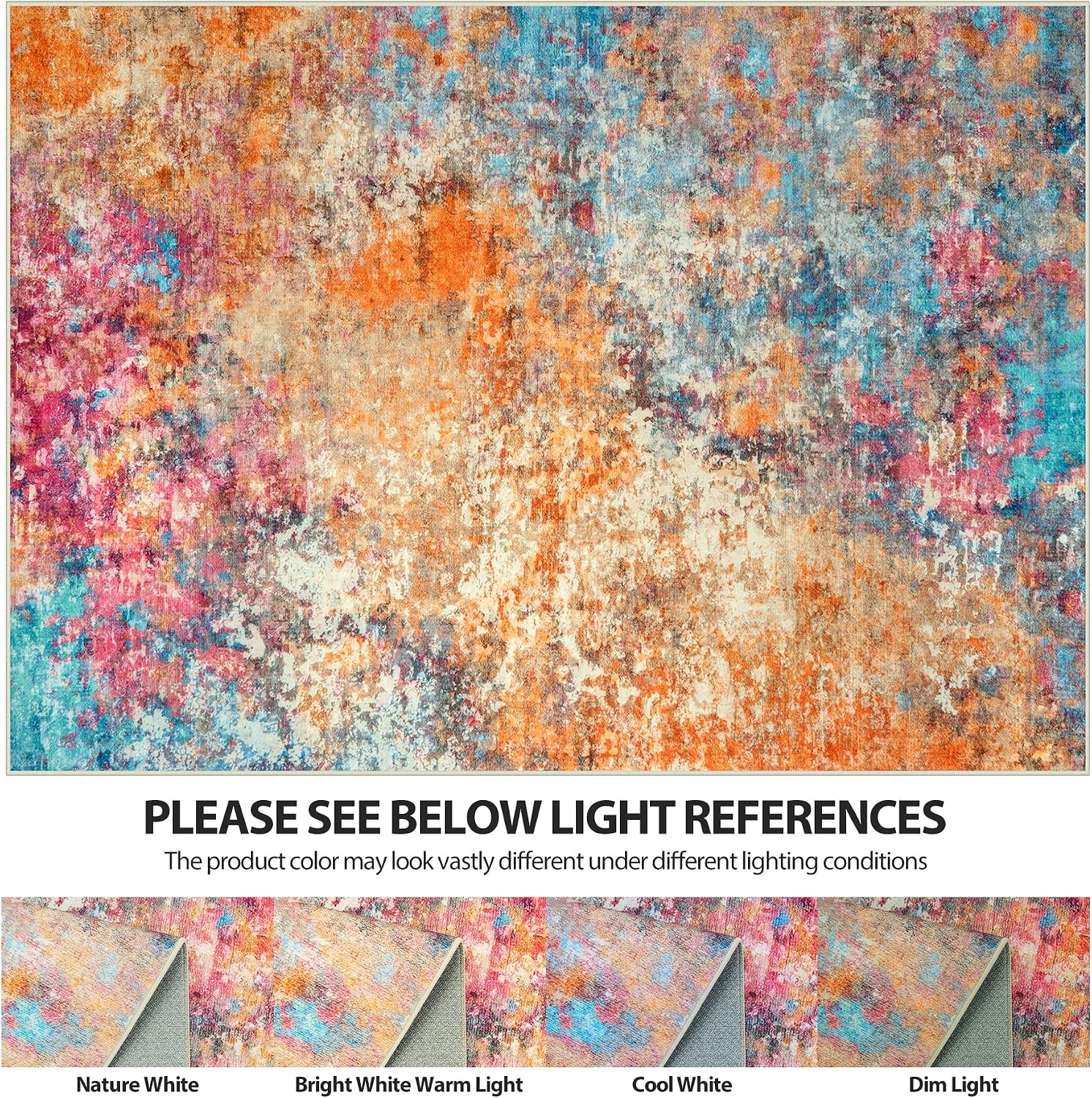 Thumbnail 6 de 9x12 Washable Area Rug for Living Room with Non-Slip Backing — Abstract Large Rug