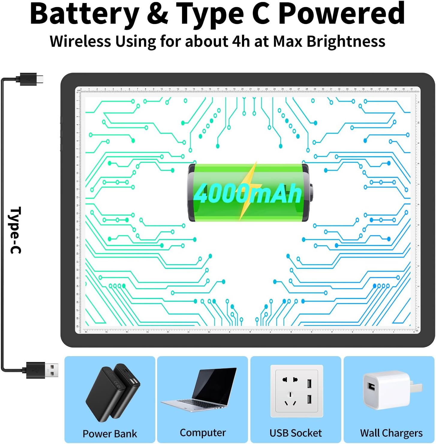 Detalle de TOHETO A3 Rechargeable Light Pad for Tracing ✍