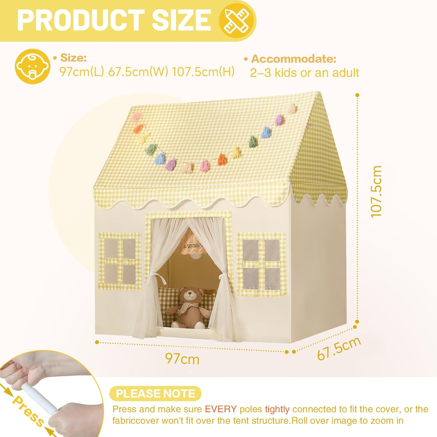 Detalle 2 de Wilwolfer Tienda de campaña Infantil Tipi para jugar