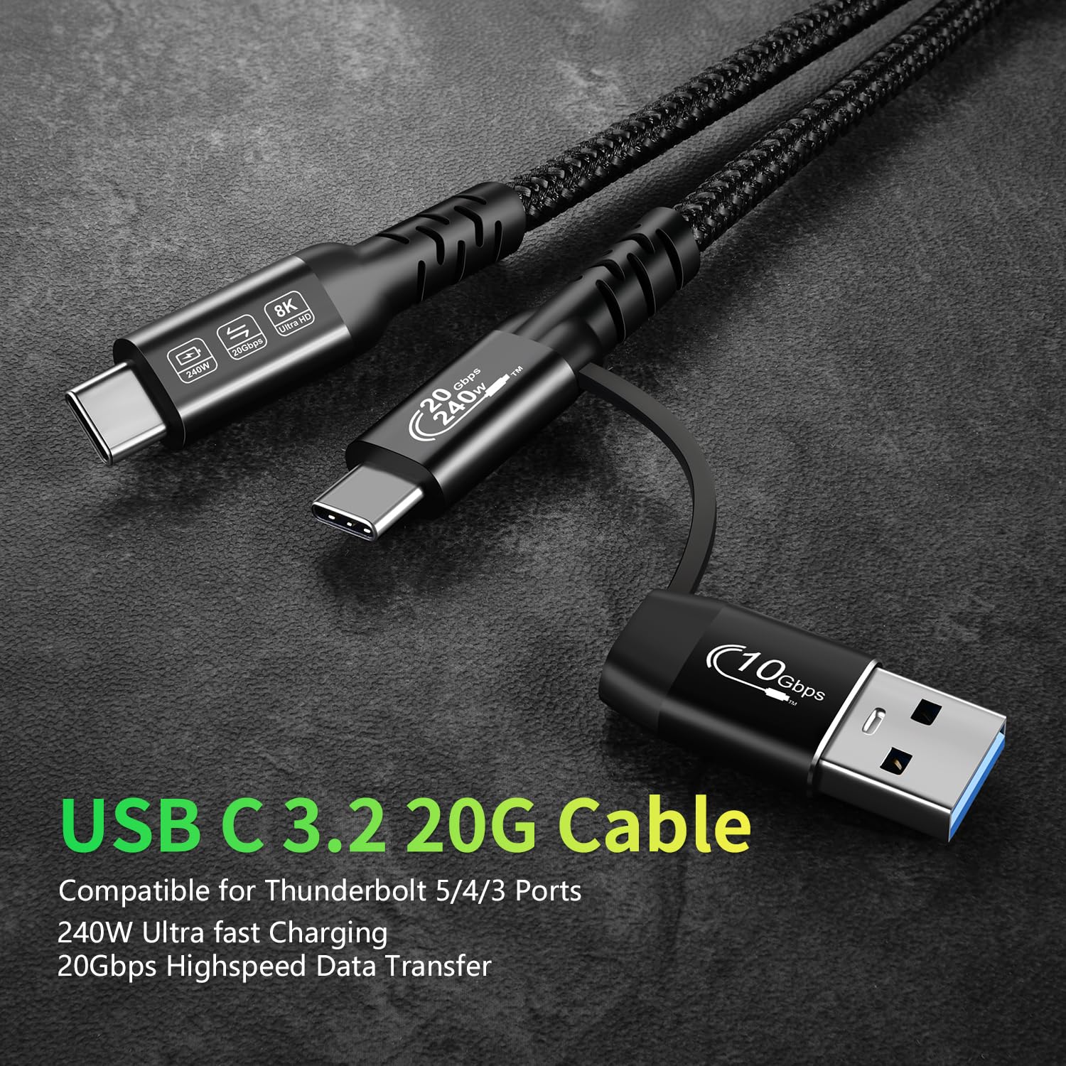 Thumbnail 3 de USB-C-Kabel USB 3.2 Gen 2X2 20 Gbps 240W