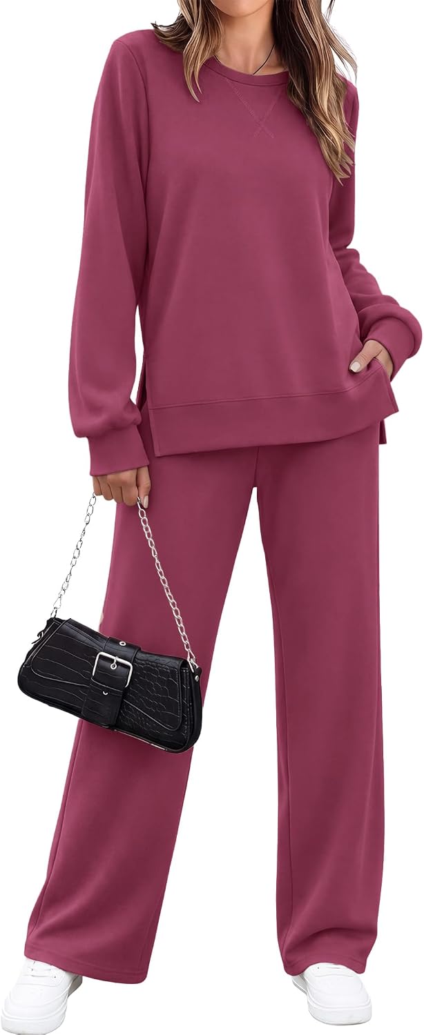 Detalle de Ekouaer Women's Lounge Set, Wide-Leg Pants