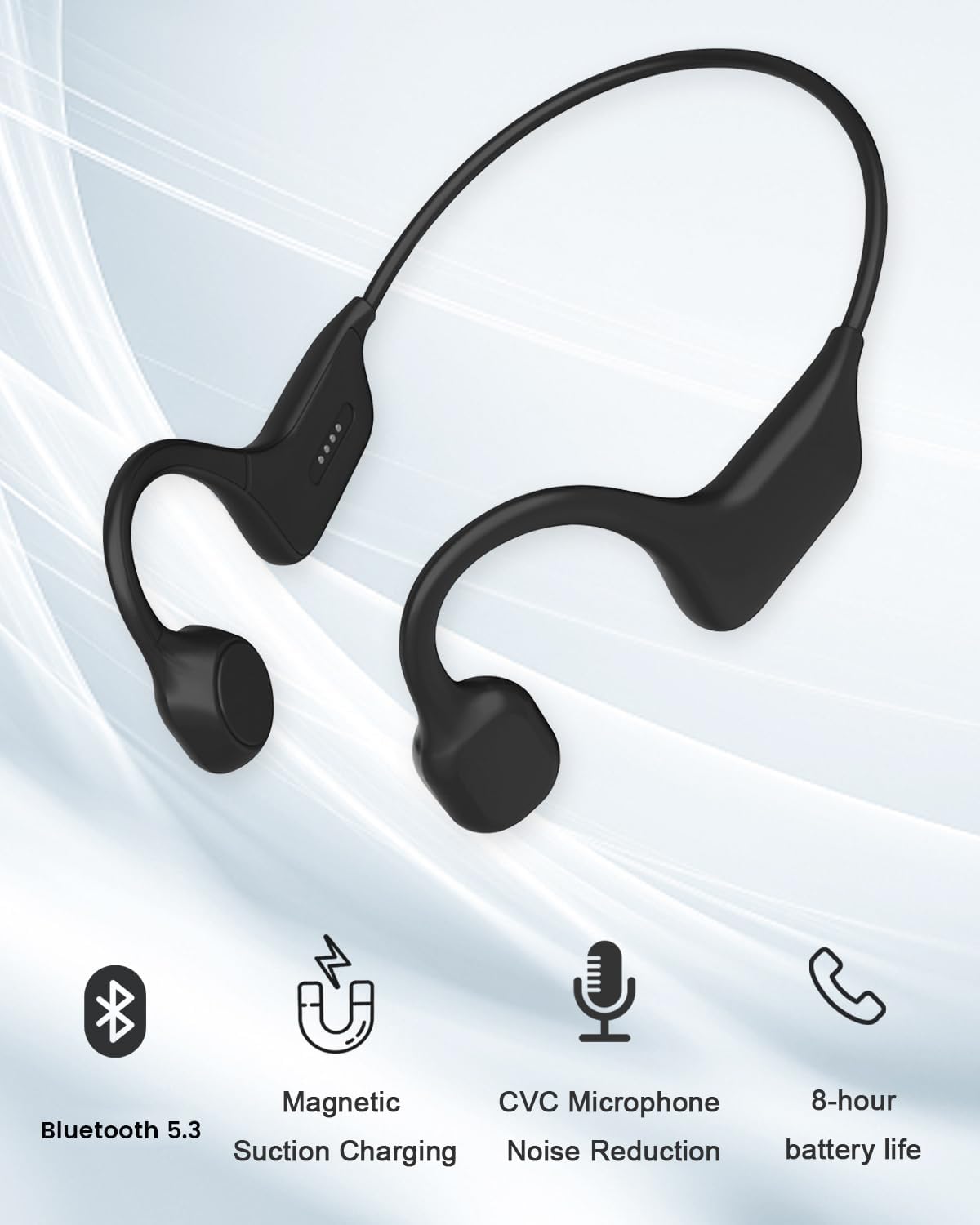 Detalle de SANOTO DG08-H Bone Conduction Headphones, Open-Ear, IPX7, Bluetooth