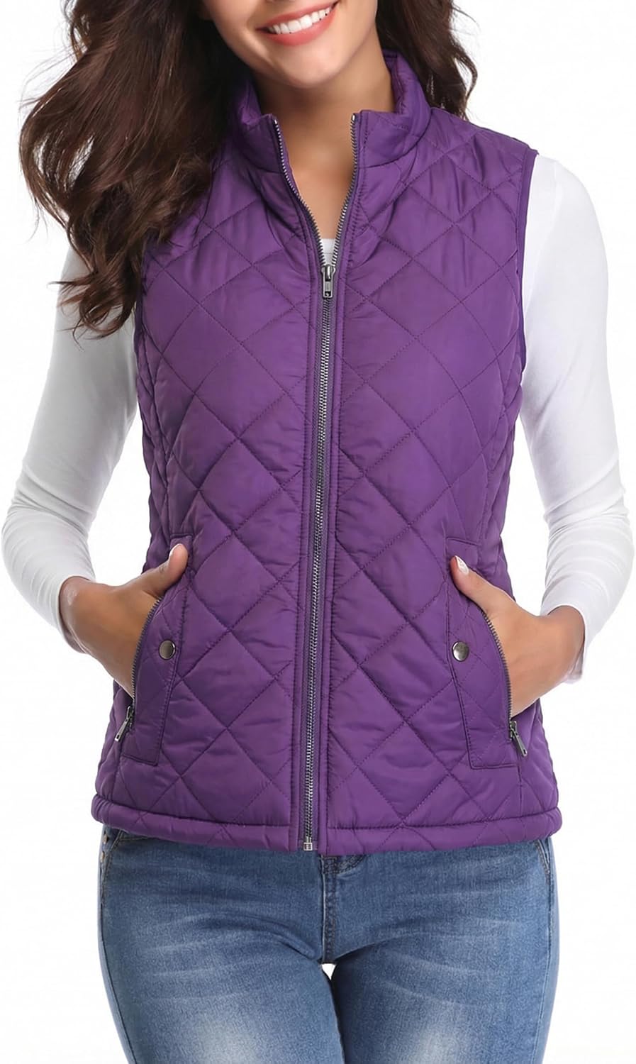 Detalle de Fuinloth Quilted Women’s Puffer Vest, Lightweight ⛑
