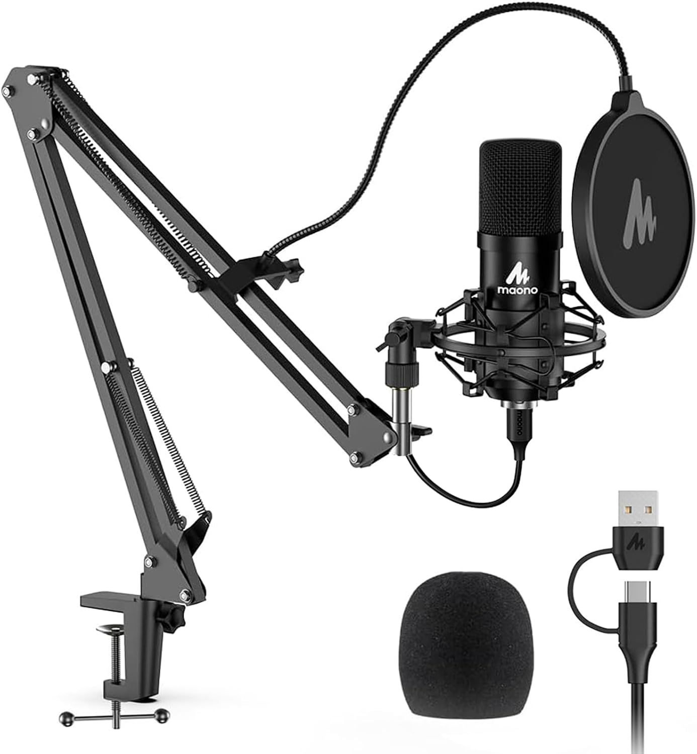 Detalle de MAONO AU-A04 USB Condenser Microphone Kit, Cardioid, 192kHz/24-Bit