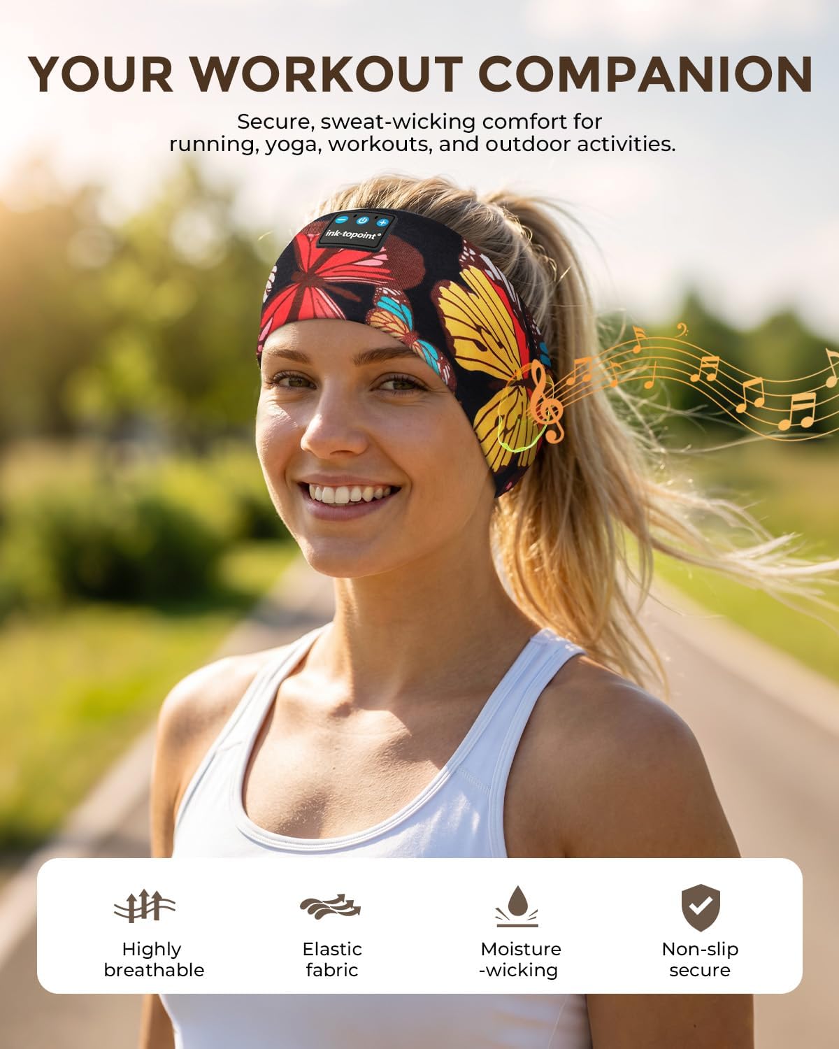 Detalle de ink-topoint Sleep Headphones: Comfortable Sleep Headband with Ultra-Thin Speakers and 16-Hour Battery