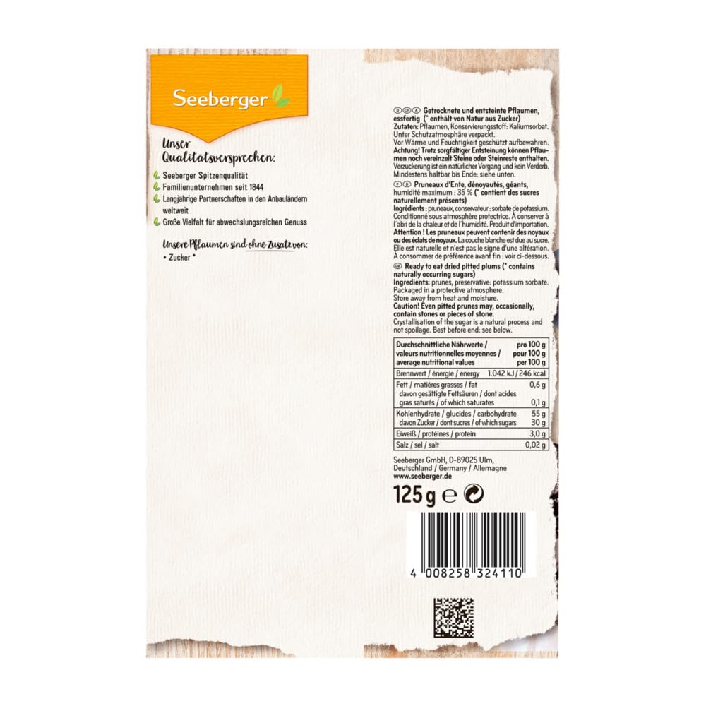 Thumbnail 1 de Seeberger Pflaumen entsteint 13er Pack (13 x 125 g) – extra große getrocknete Backpflaumen, vegan