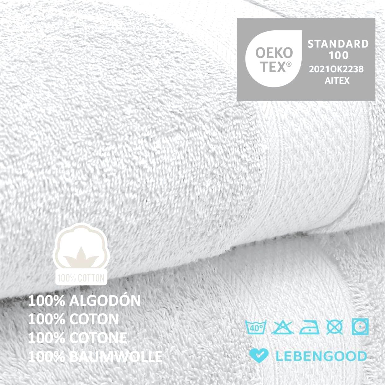 Thumbnail 1 de LEBENGOOD Lot de 4 Serviettes de Bain 100% Coton – Douche et Toilette Douche