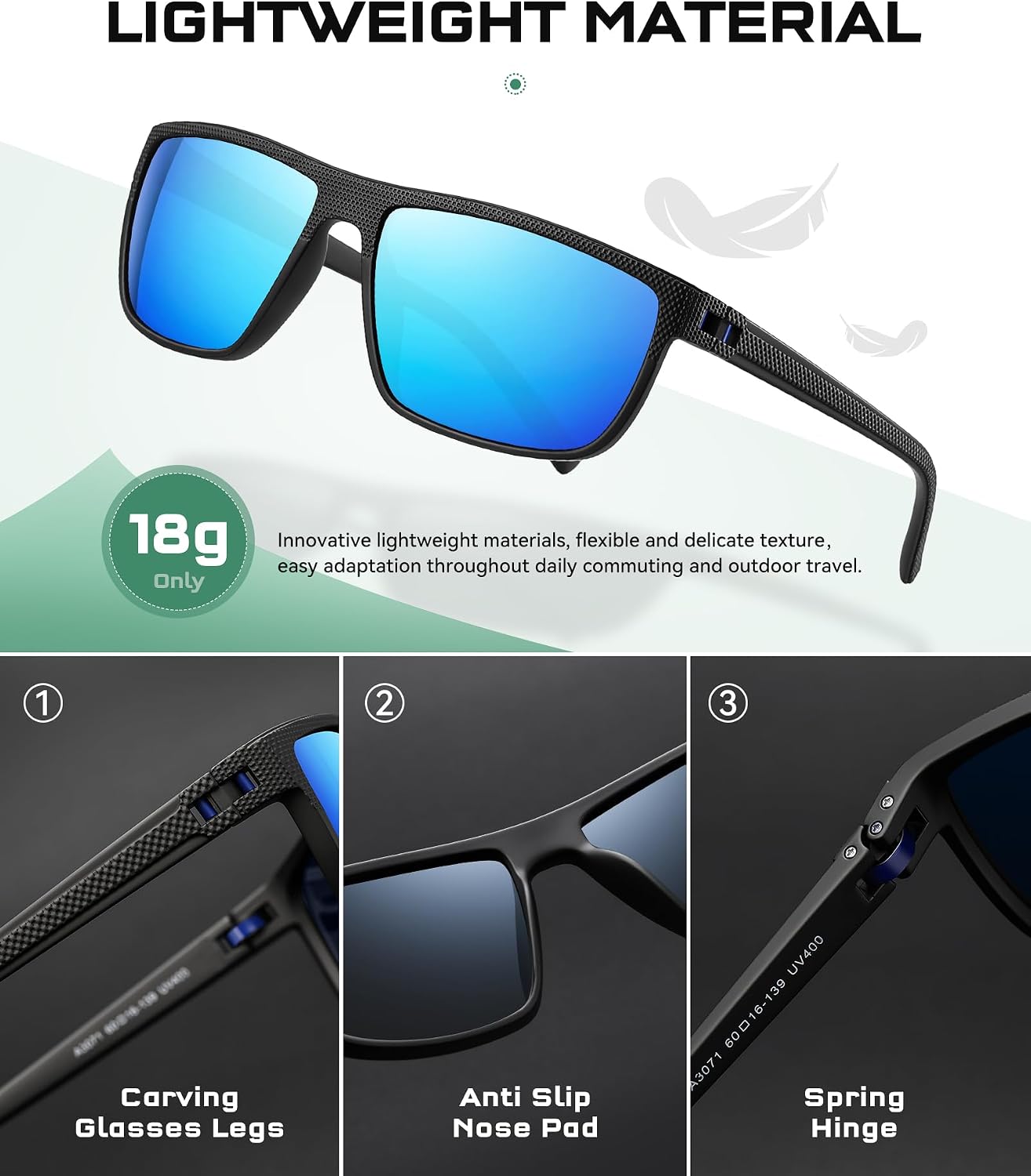 Detalle 2 de Perfectmiaoxuan Polarisierte Sonnenbrille
