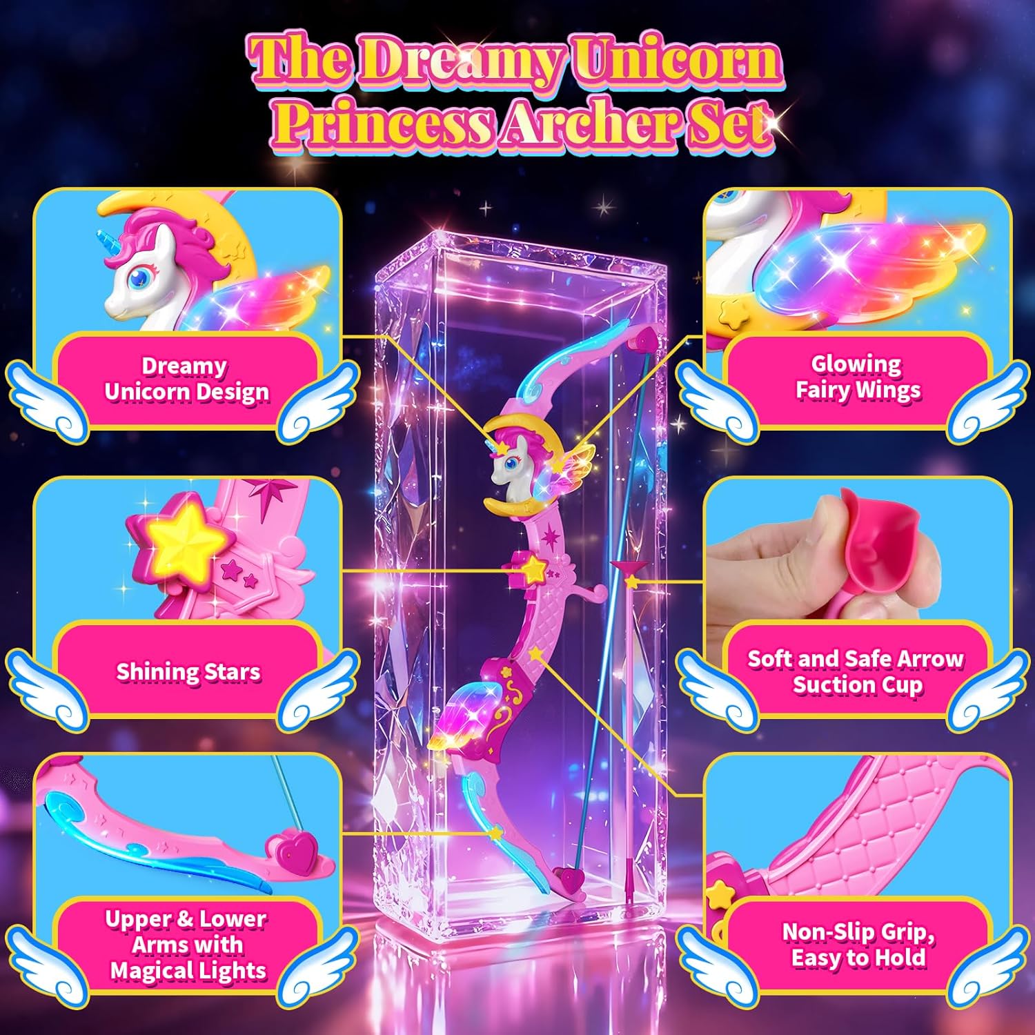 Detalle 2 de Unicorn Girls Bow and Arrow Set 8 suction arrows
