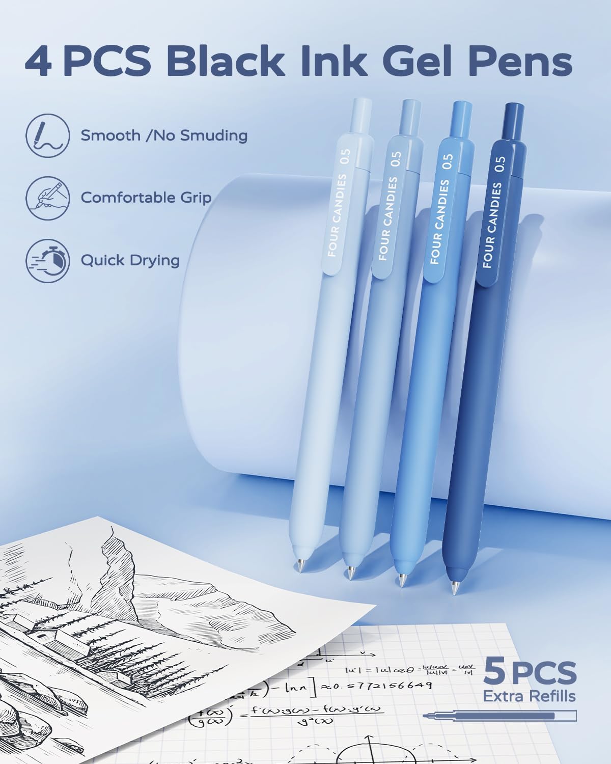 Detalle de Four Candies Aesthetic School Supplies: All-in-One Back-to-School Set