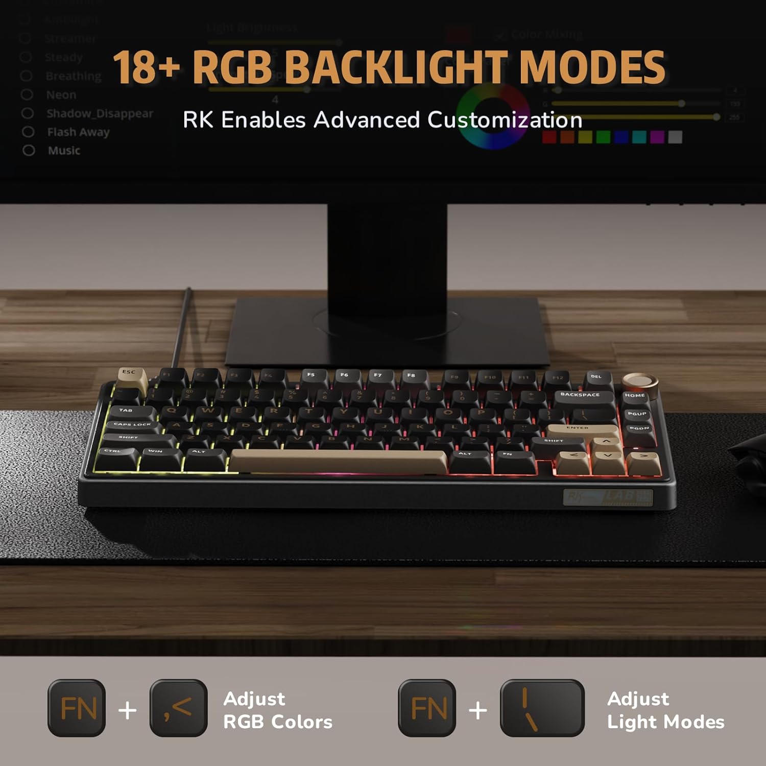 Thumbnail 5 de RK ROYAL KLUDGE R75 Wired Gaming Keyboard with Volume Knob (75% Mechanical) — QMK/VIA, Hot-Swappable Speed Silver