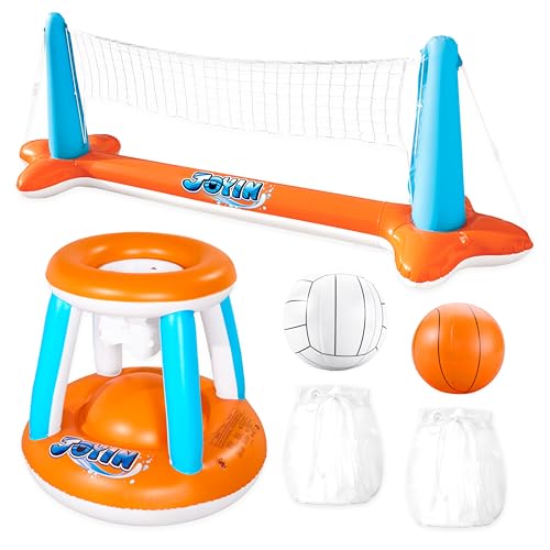 JOYIN Flotteurs de piscine gonflables : terrain de volley-ball et panier de basket-ball