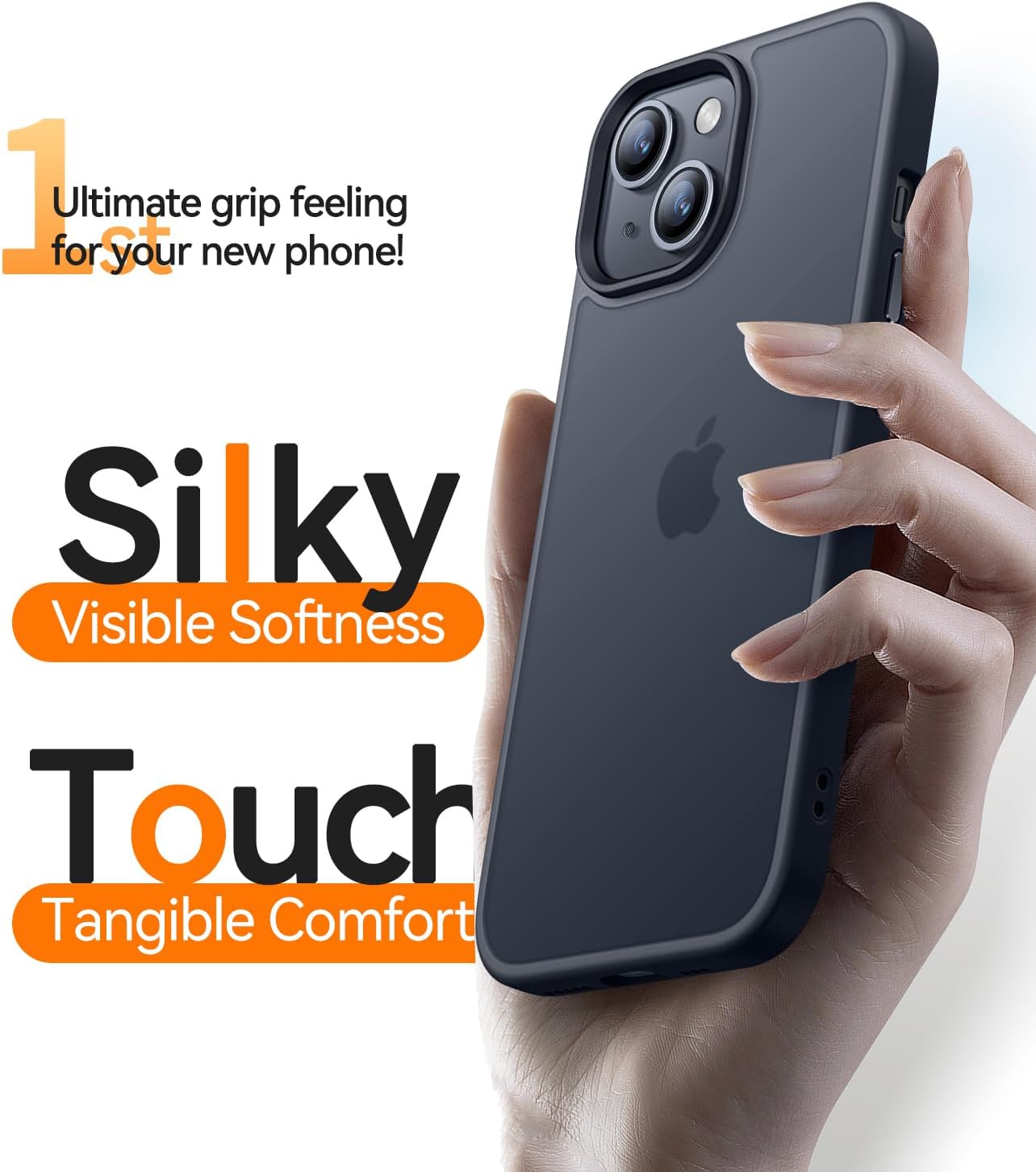 Detalle de CANSHN Cover Opaca per iPhone 13/14 (6,1 pollici) – Custodia sottile antiscivolo, nero