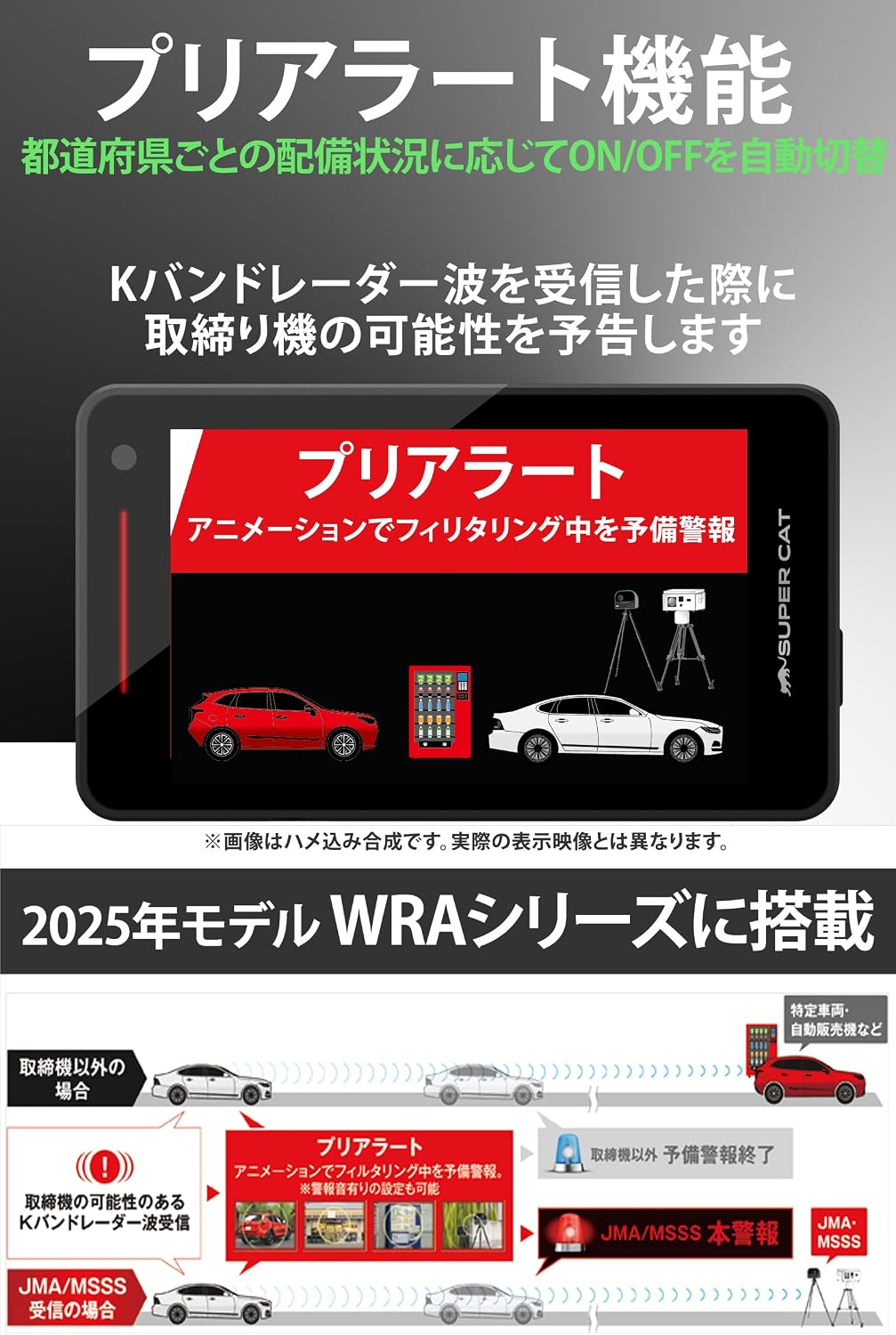 Detalle de ユピテル WRA3100 レーザー&レーダー探知機 2ピースセパレート・無線LAN対応
