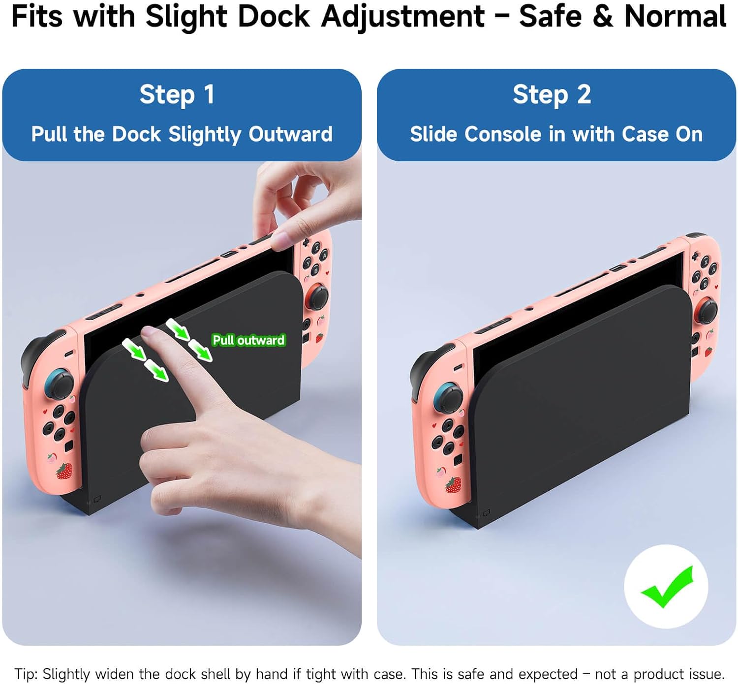 Thumbnail 1 de Textured Grip Protective Case for Nintendo Switch 2 (2025) in Cute Pink Strawberry Design – Matte Shockproof TPU Shell
