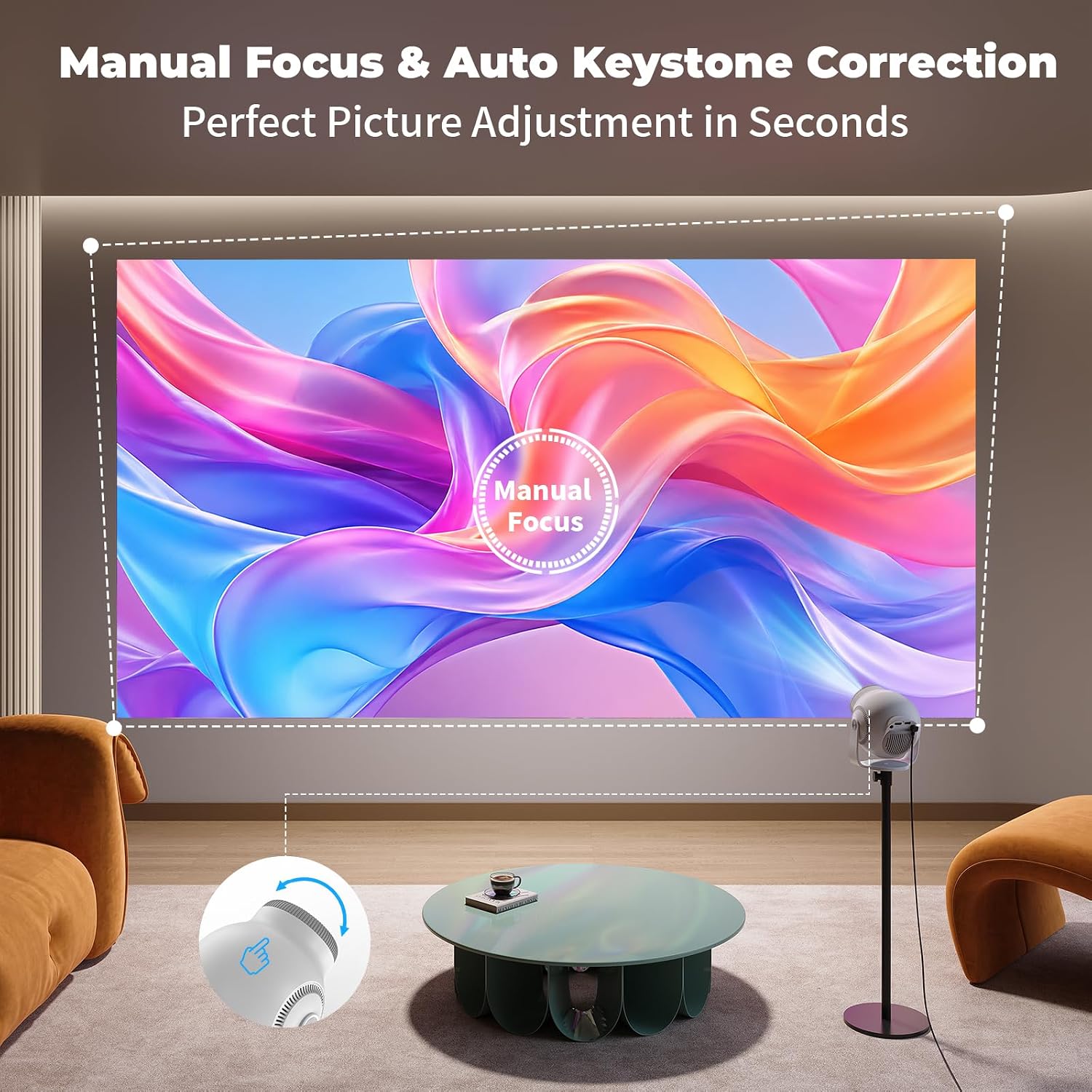 Thumbnail 3 de Mini Projector with WiFi 6, Android 14 OS — Portable Home Cinema for Bedroom, Dorm and Outdoors