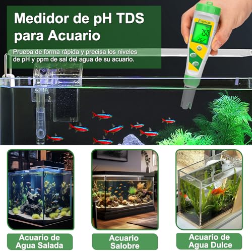 Thumbnail 5 de UIUZMAR Medidor 5 en 1 de pH y salinidad para piscina, hidroponía y más