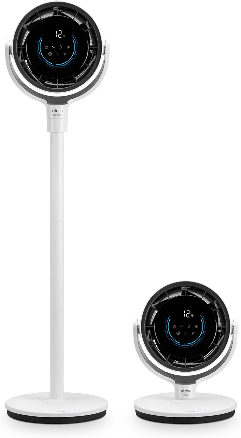 Detalle de Ufesa Kodiak SilentAirMotion Circulateur d’Air 3D – Ventilateur 24W avec Oscillation 3D et Écran LCD