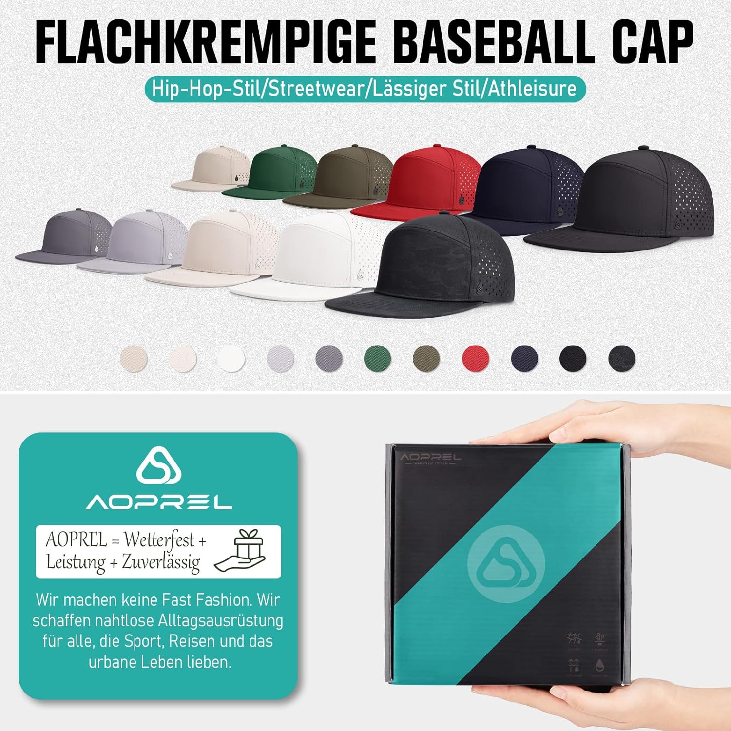 Thumbnail 4 de AOPREL Baseball Cap Herren mit Flacher Krempe – Wasserabweisend, atmungsaktiv und verstellbar