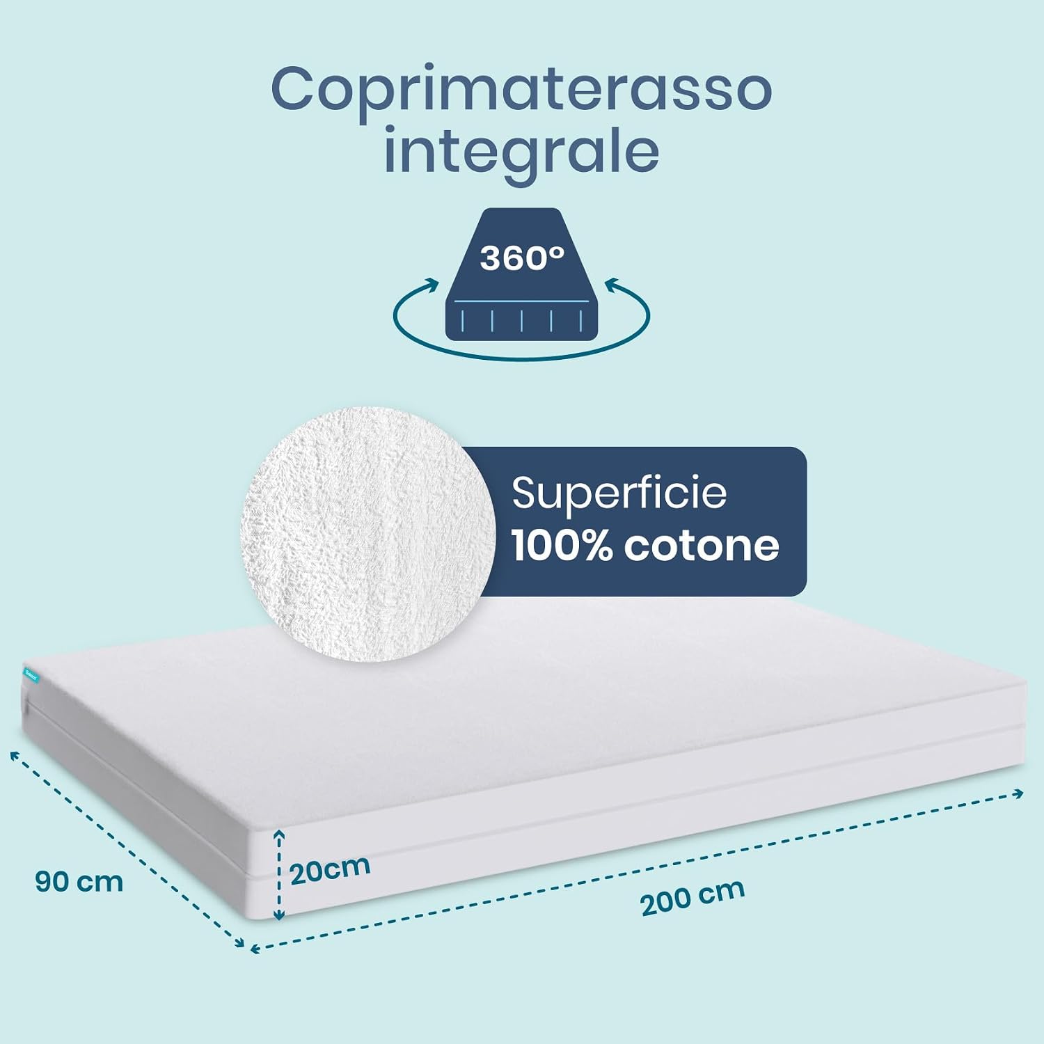 Detalle 2 de Twinzen Coprimaterasso Singolo 90x190x20 cm impermeabile