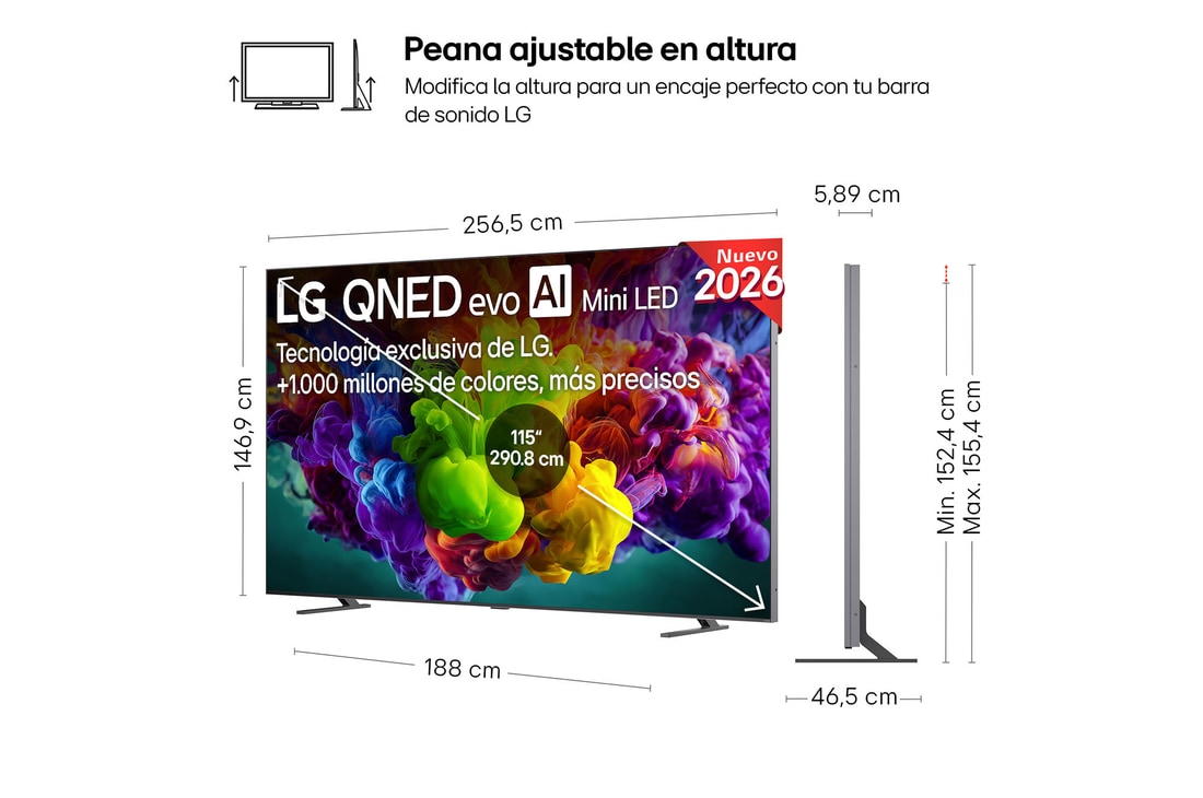 Detalle de LG QNED evo MiniLED 115'' (QNED93B6) 4K: ficha práctica para decidir si merece la pena