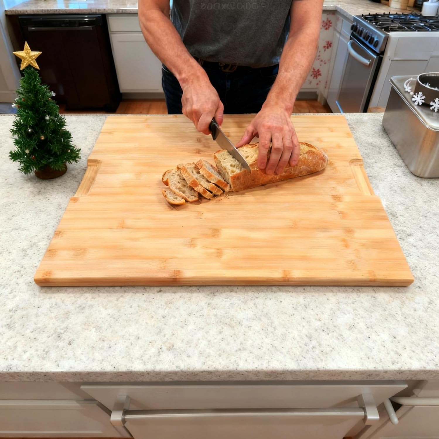 Thumbnail 2 de Utoplike ZCB-20X20 XL Bamboo Cutting Board, 50.7 cm Square with Juice Groove